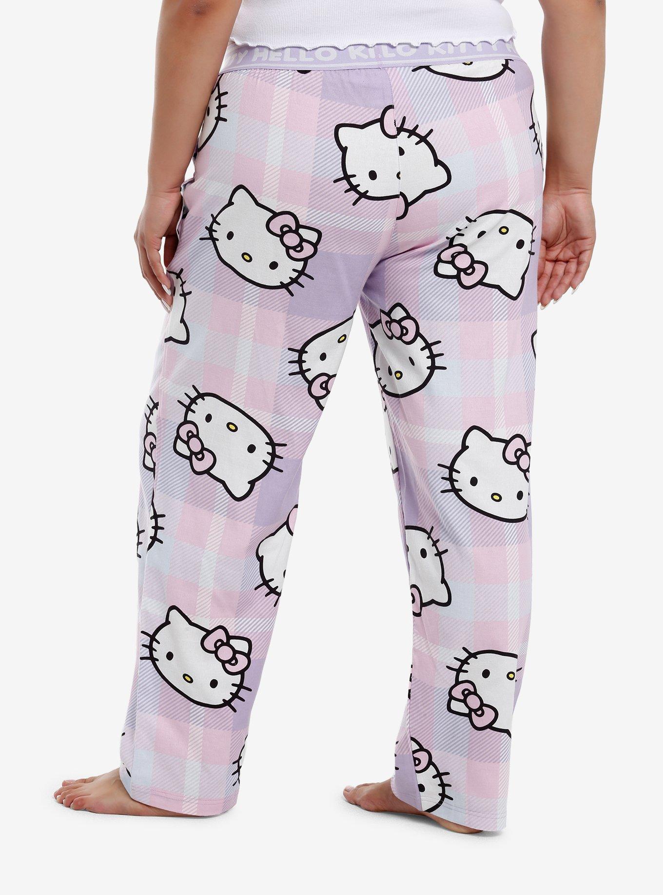 Hello Kitty Plaid Pajama Pants Plus Size, LAVENDER, alternate