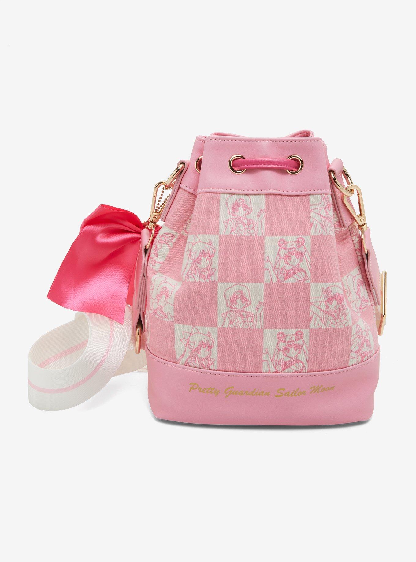 Sailor Moon Pink Checkered Bucket Crossbody Bag &mdash; BoxLunch Exclusive, , alternate