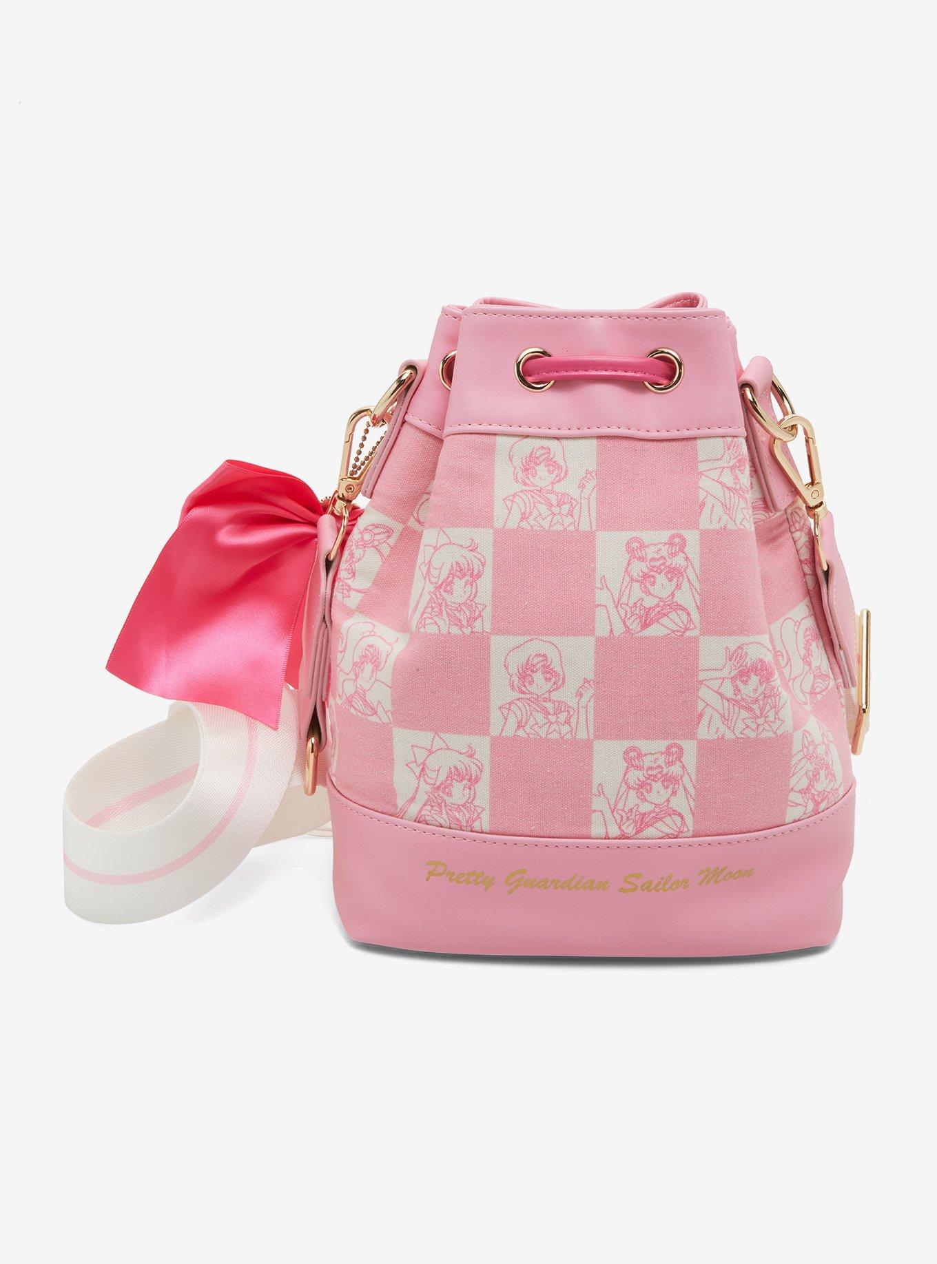 Sailor Moon Pink Checkered Bucket Crossbody Bag — BoxLunch Exclusive, , alternate