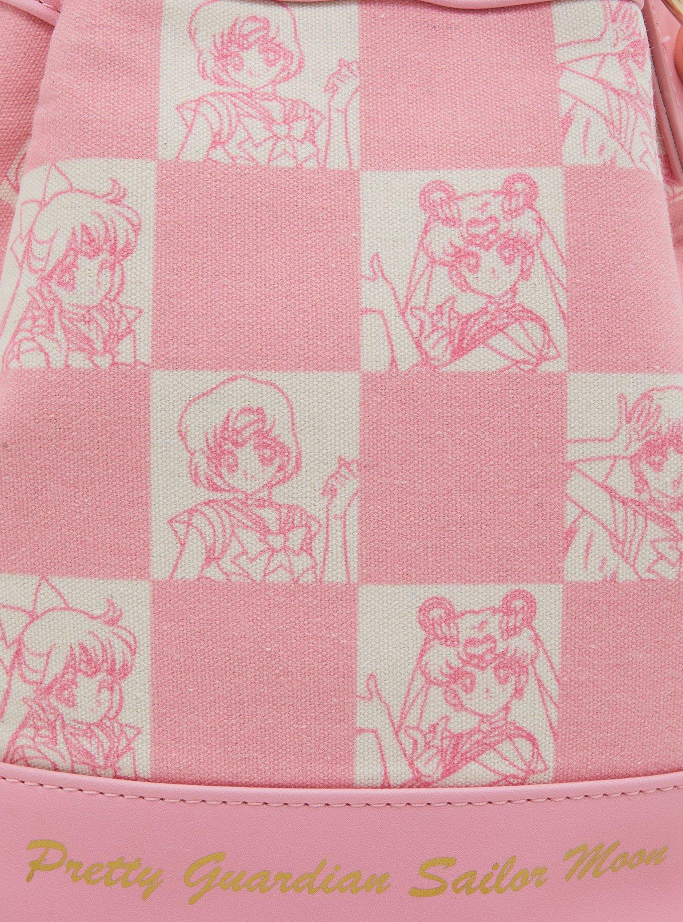 Sailor Moon Pink Checkered Bucket Crossbody Bag — BoxLunch Exclusive, , alternate