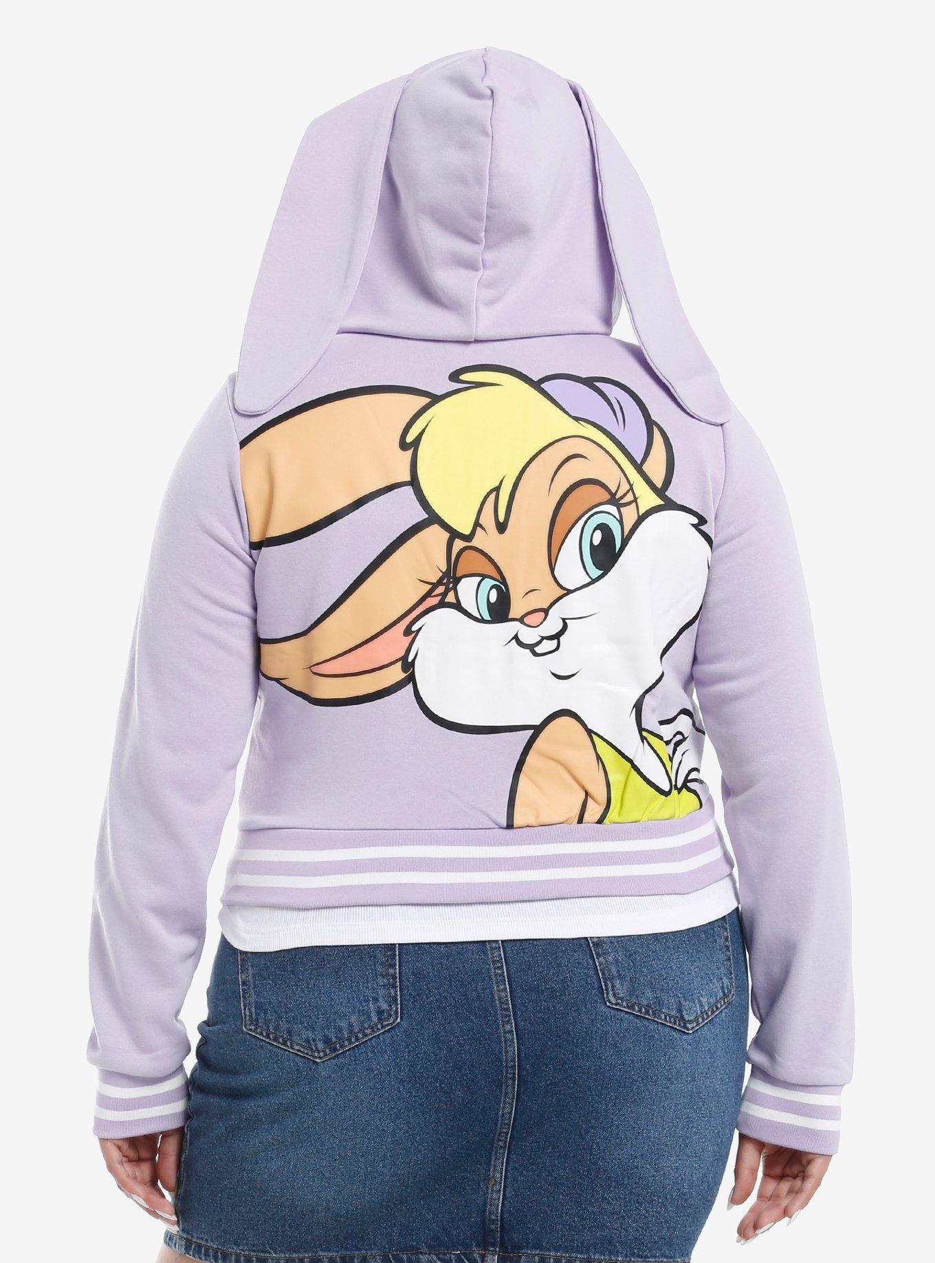 Looney Tunes Lola Bunny 3D Ears Girls Crop Hoodie Plus Size, , hi-res