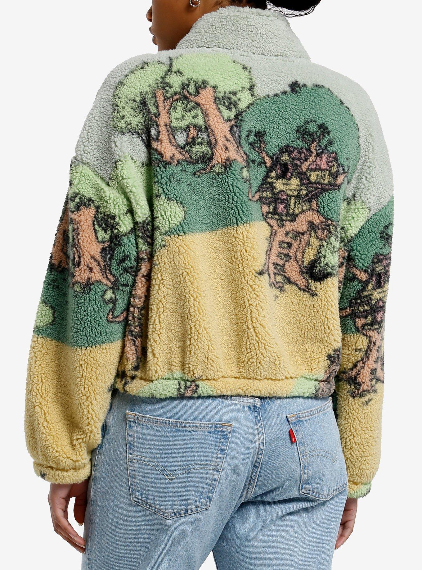 Disney Winnie The Pooh Scene Sherpa Girls Crop Quarter-Zip Jacket, , alternate