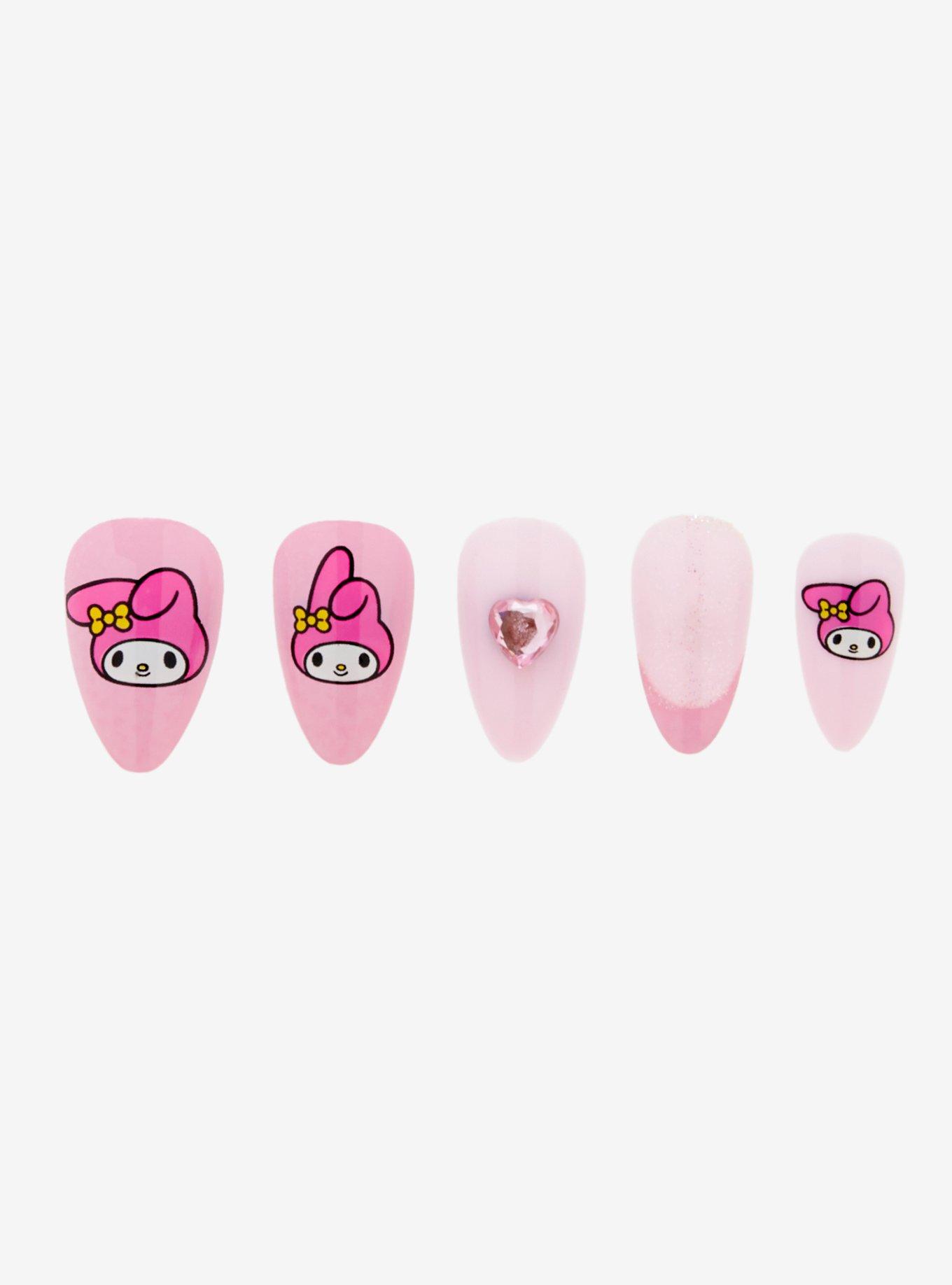 My Melody Pink Heart Faux Nail Set, , hi-res