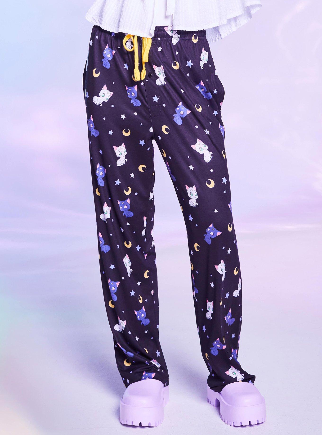 Pretty Guardian Sailor Moon Luna & Artemis Allover Print Sleep Pants - BoxLunch Exclusive, BLACK, alternate