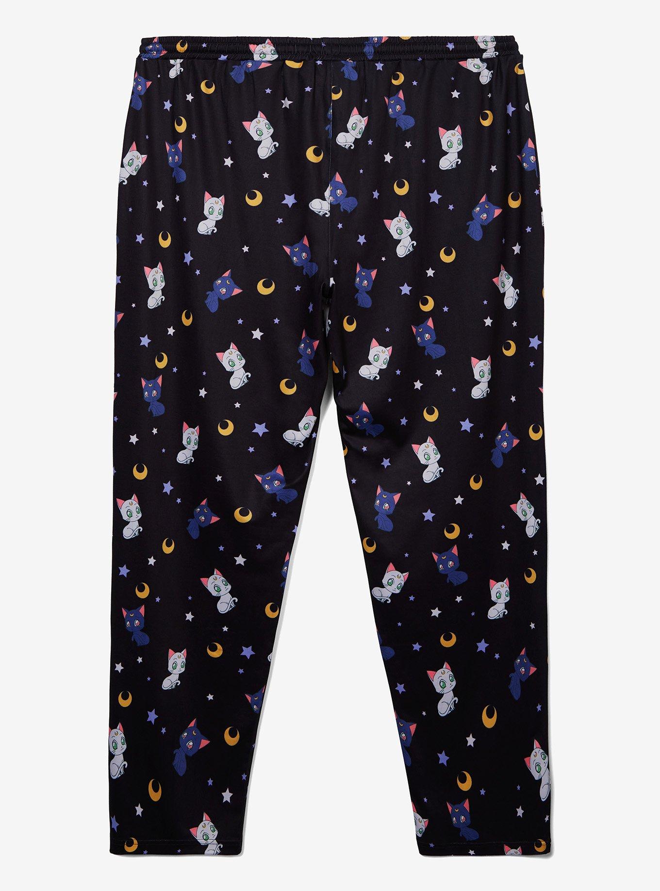 Sailor Moon Luna & Artemis Moon Allover Print Women's Plus Size Sleep Pants, , hi-res