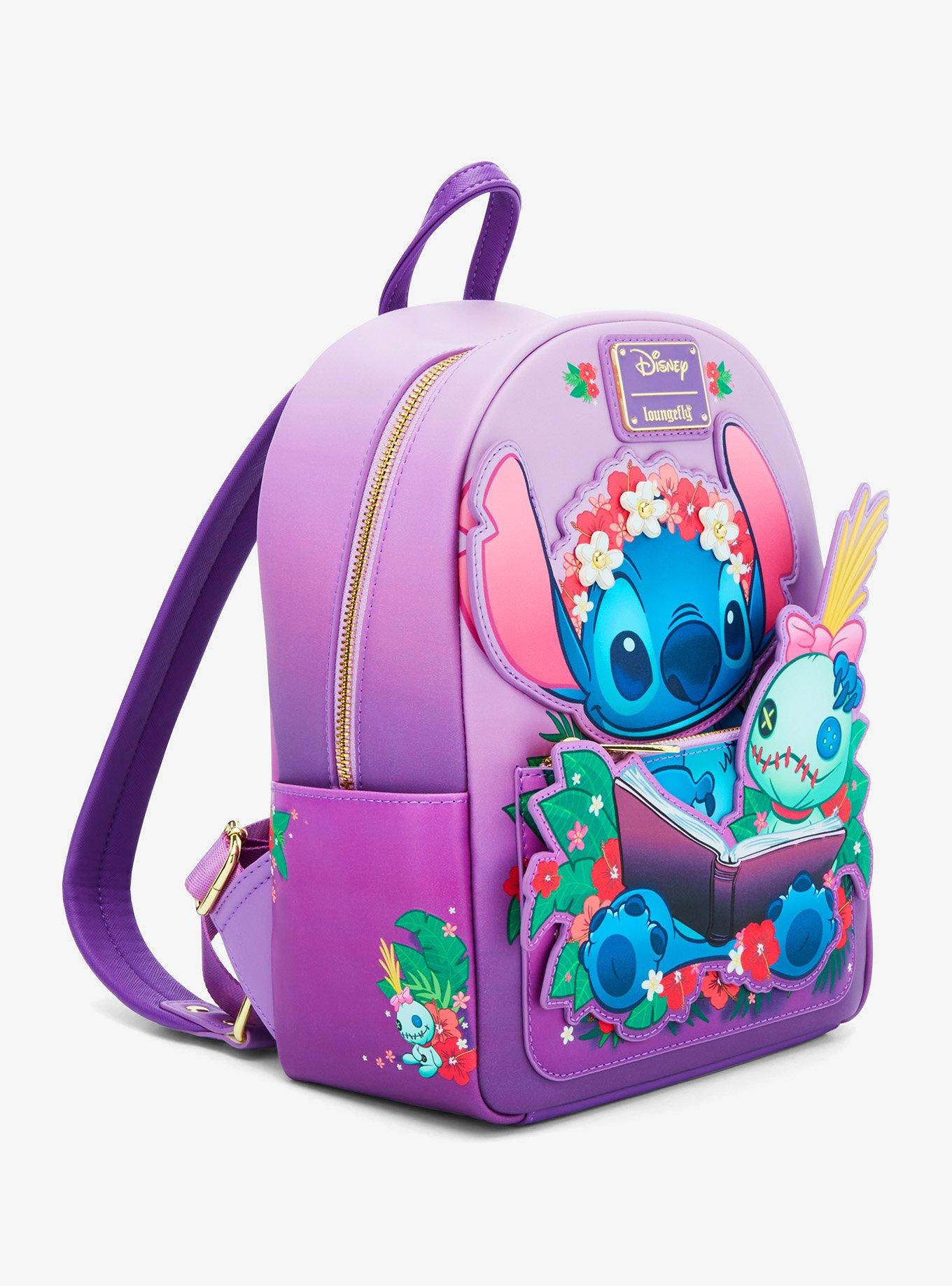 Loungefly Disney Lilo & Stitch Scrump & Stitch Reading Floral Mini Backpack - BoxLunch Exclusive, , hi-res