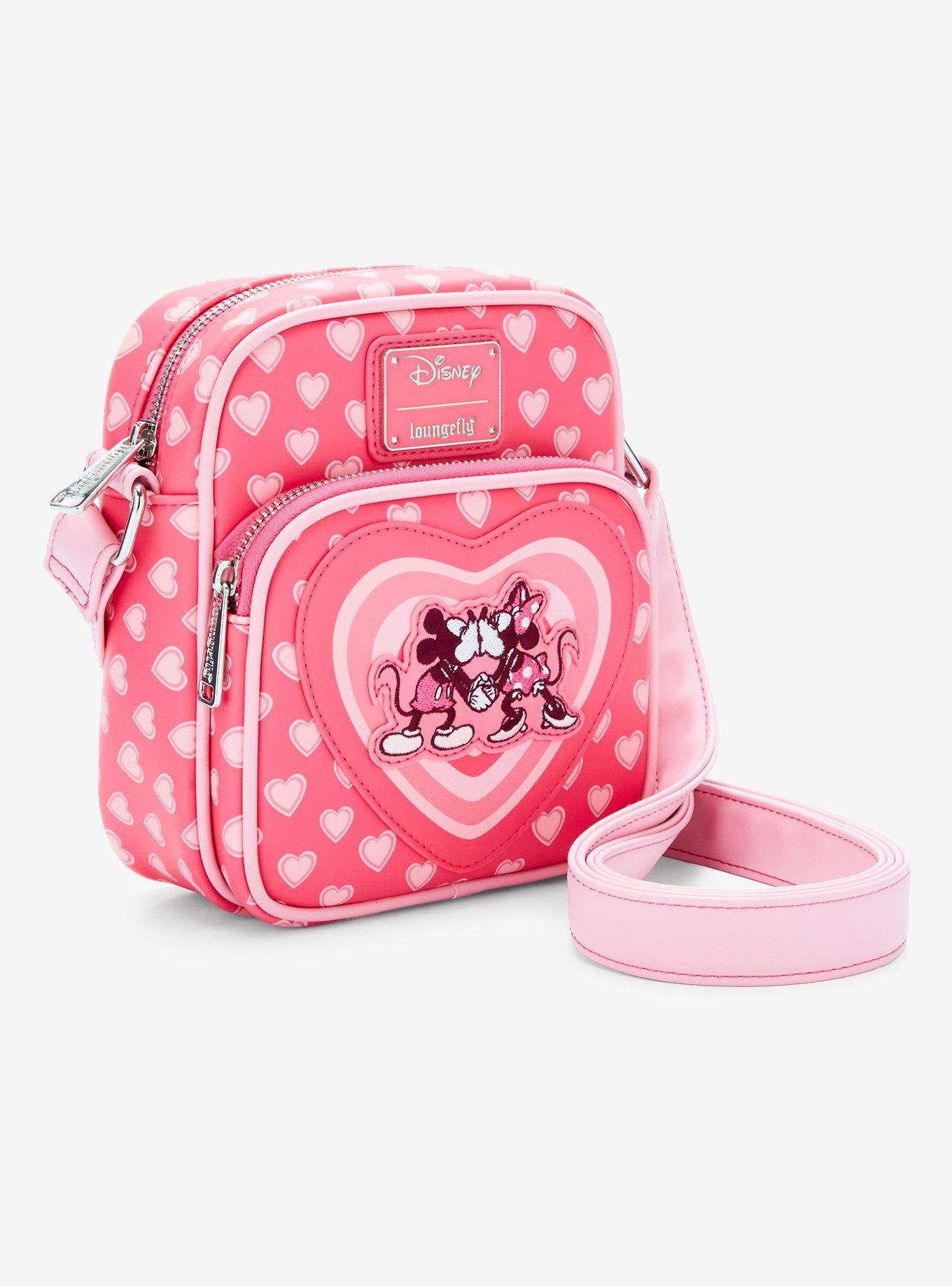 Loungefly Disney Mickey & Minnie Mouse Heart Allover Print Crossbody Bag - BoxLunch Exclusive, , alternate