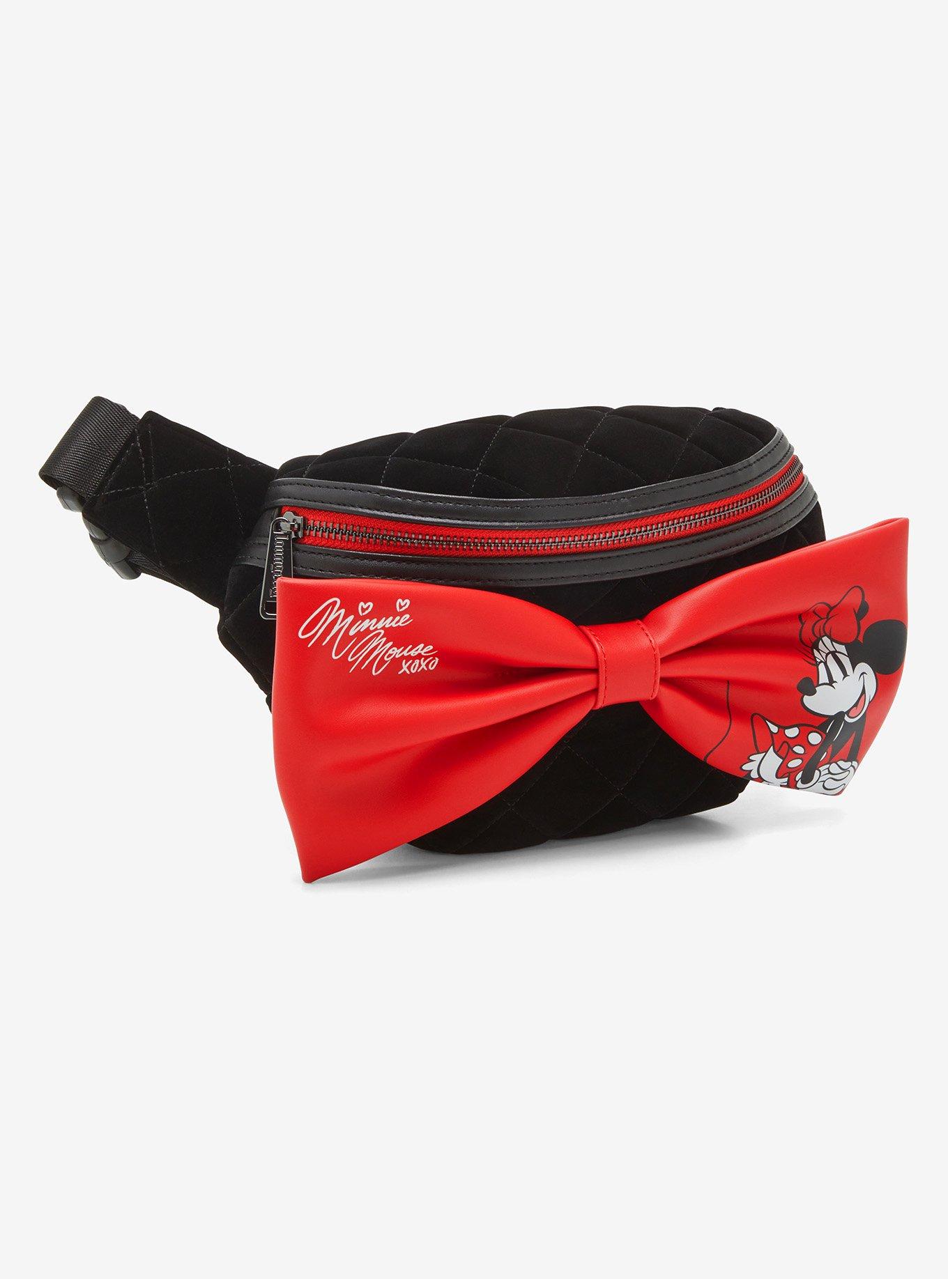 Loungefly Disney Minnie Mouse Bow Velvet Quilted Belt Bag - BoxLunch Exclusive, , hi-res