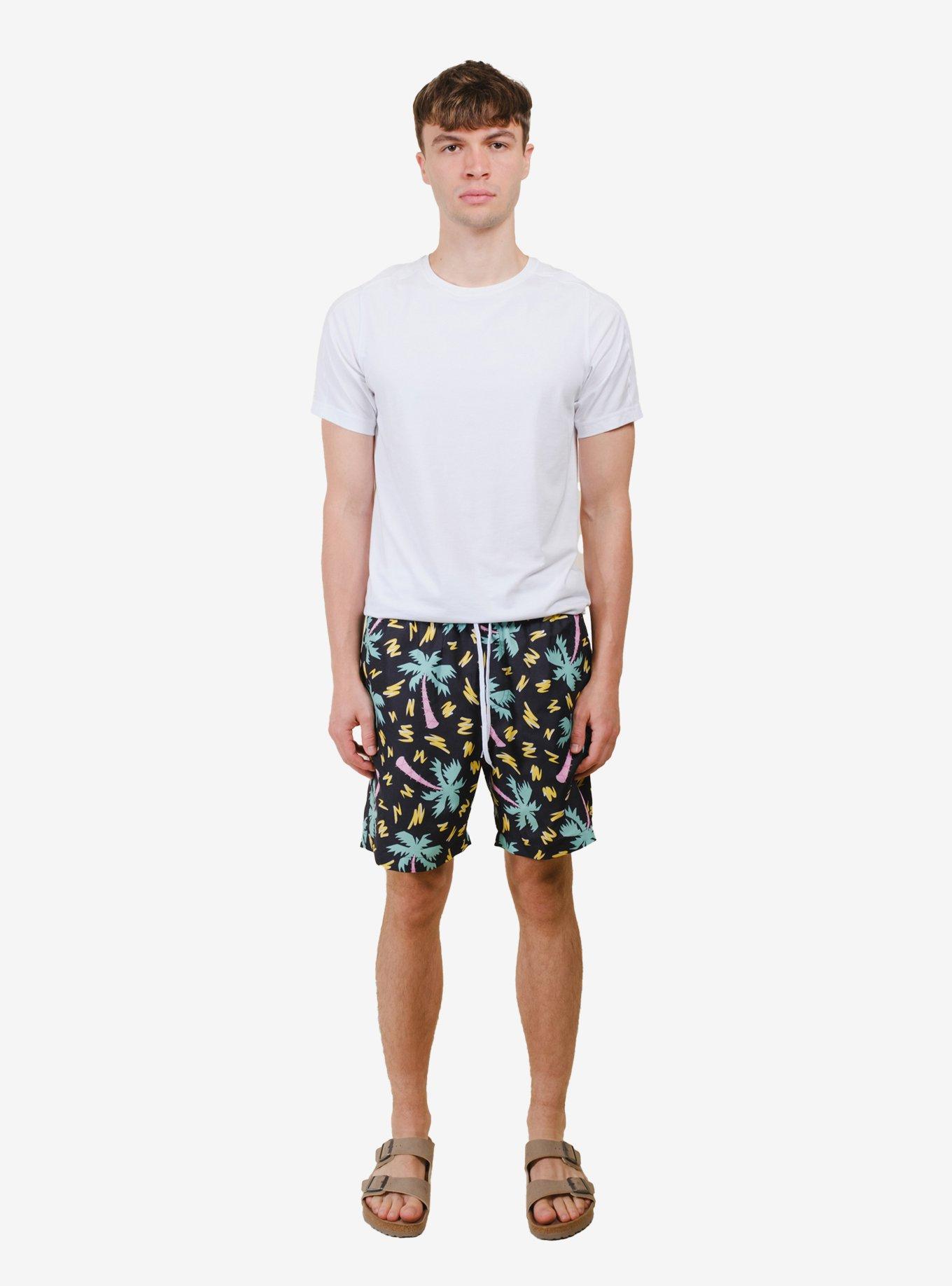Retro Palms Swim Trunk, BLACK, alternate