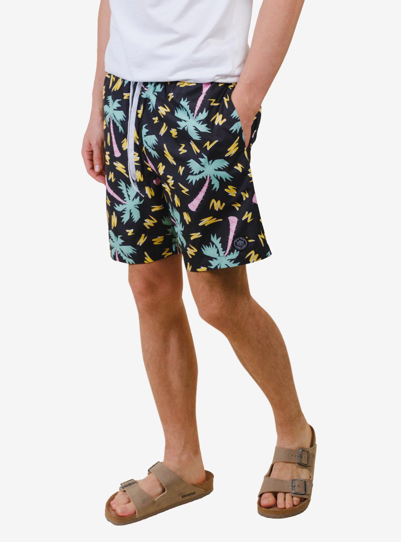 Retro Palms Swim Trunk, BLACK, alternate