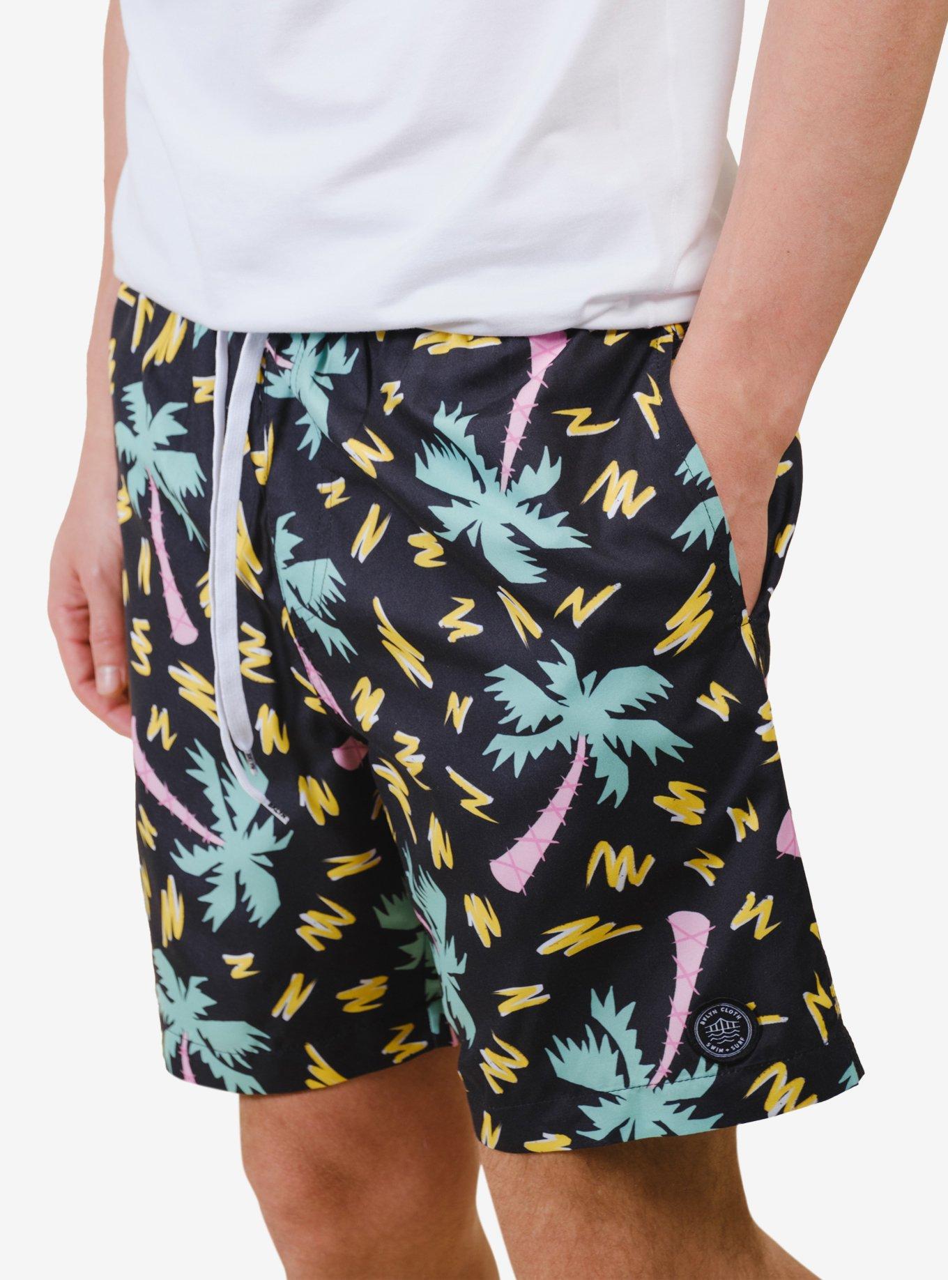 Retro Palms Swim Trunk, BLACK, alternate