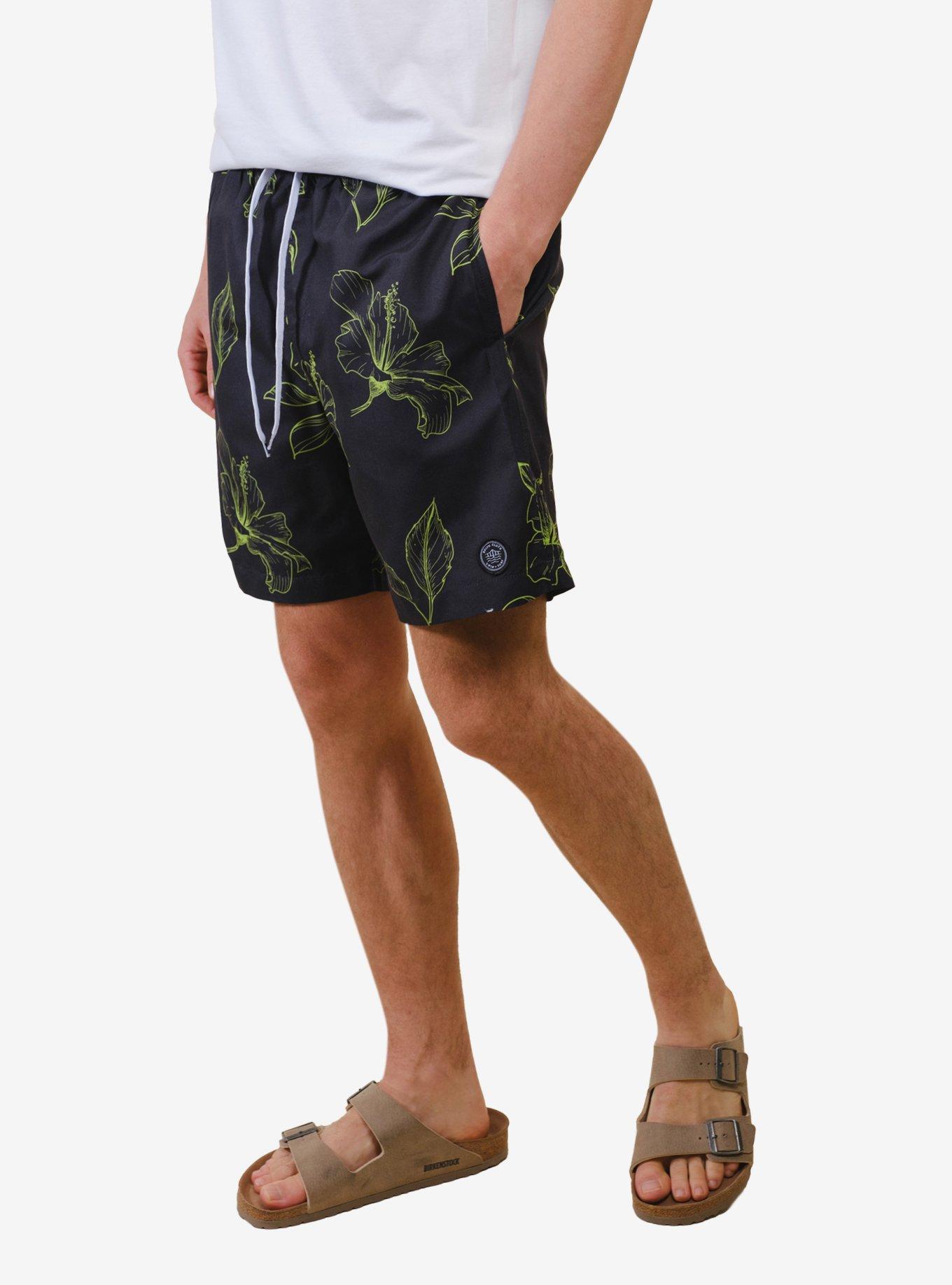 Hibiscus Swim Trunk, BLACK, alternate