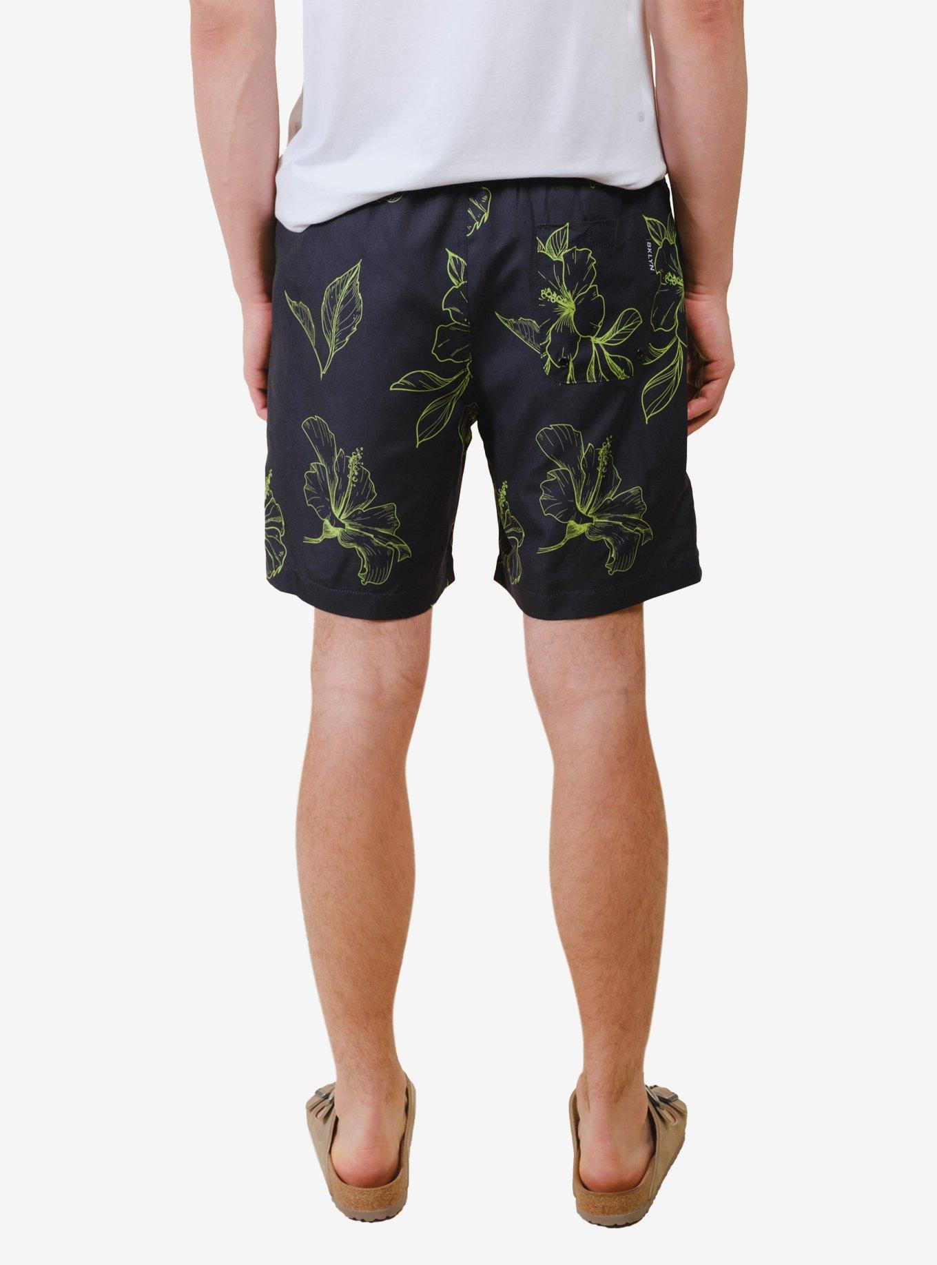 Hibiscus Swim Trunk, BLACK, alternate