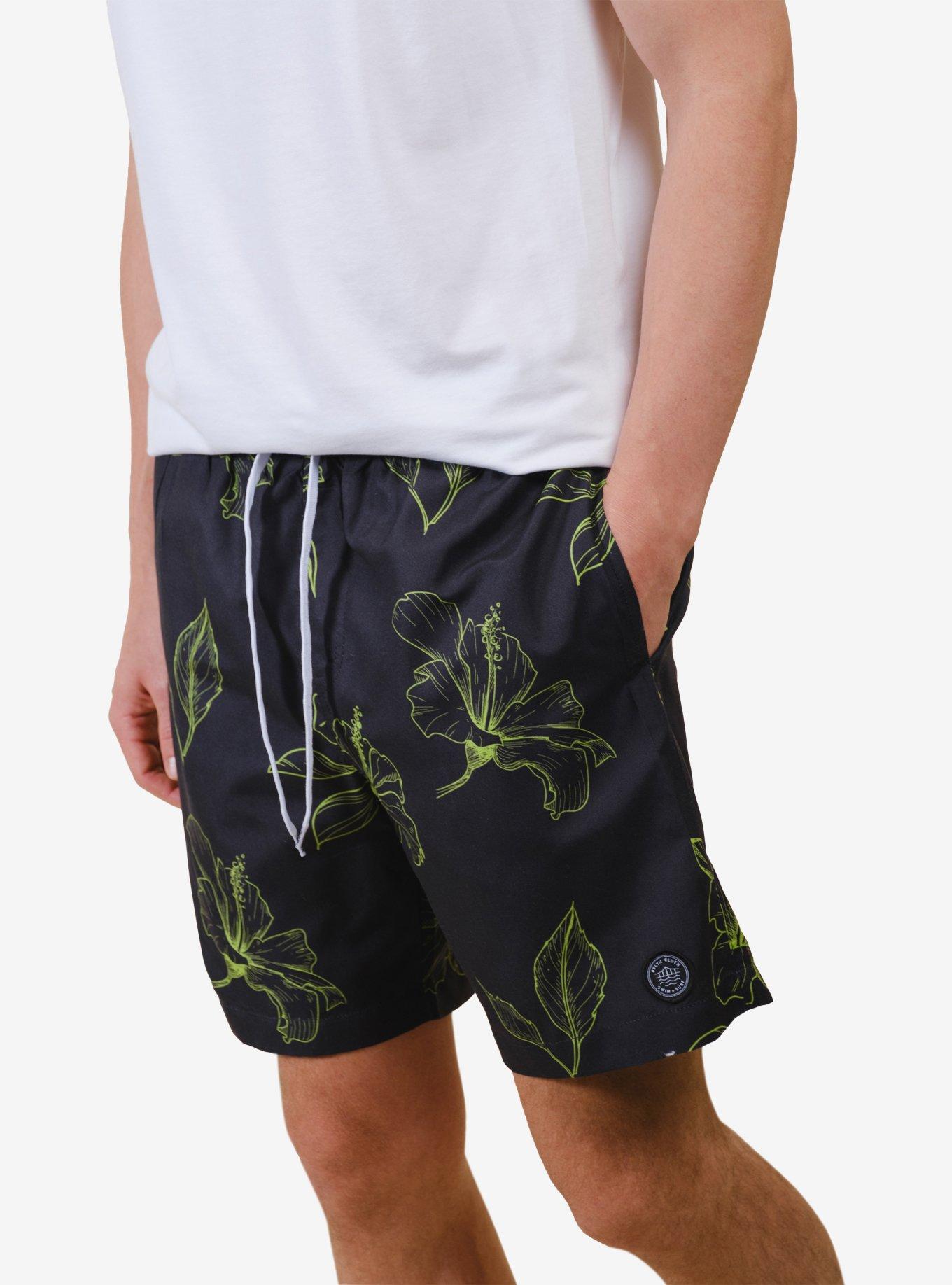 Hibiscus Swim Trunk, BLACK, alternate
