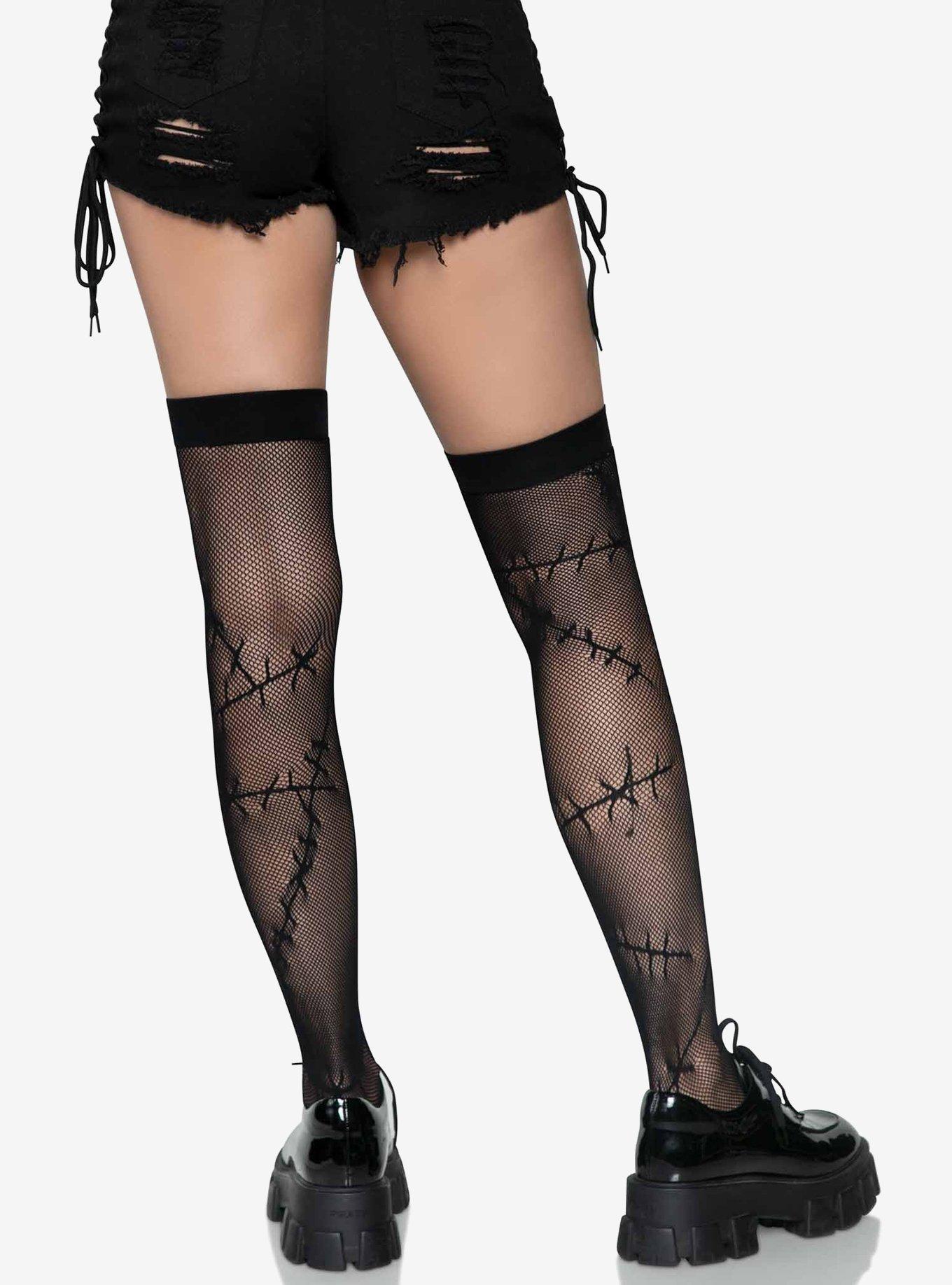 Stitched Up Fishnet Thigh Highs, , hi-res