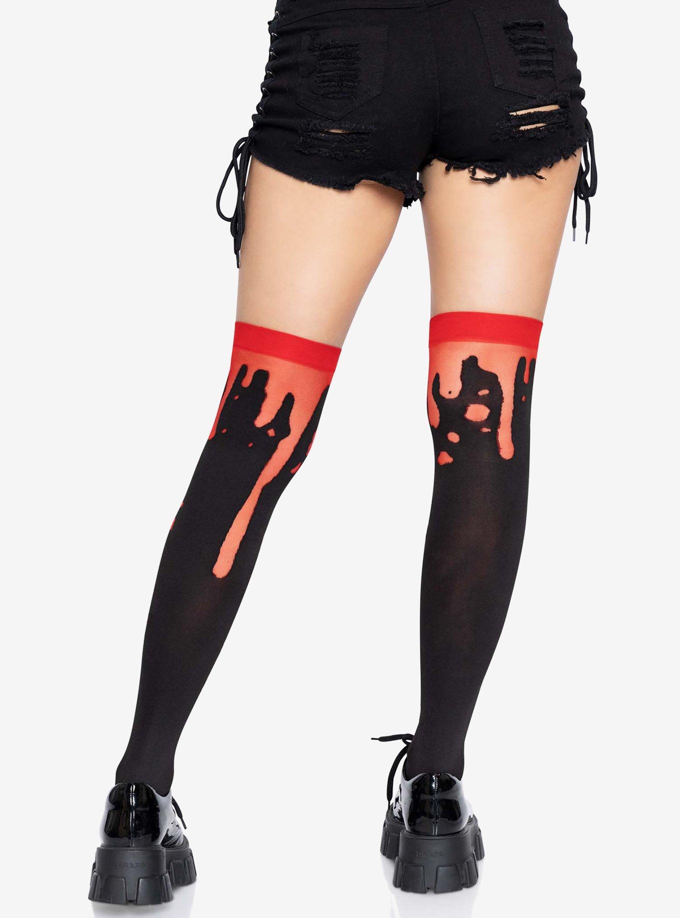 Splatter Thigh Highs Red, , hi-res