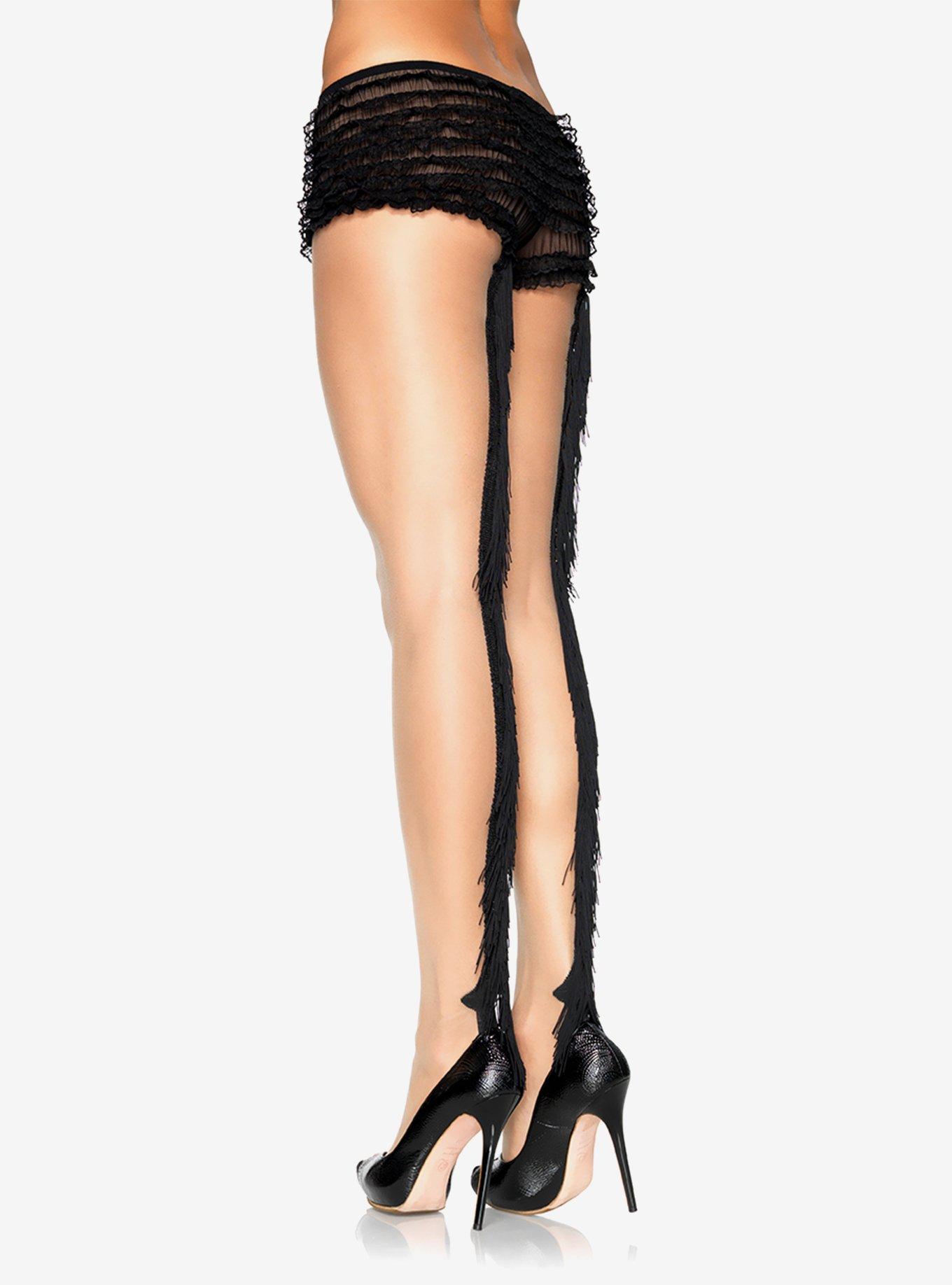 Lycra Fringe Backseam Sheer Tights, NUDE, alternate