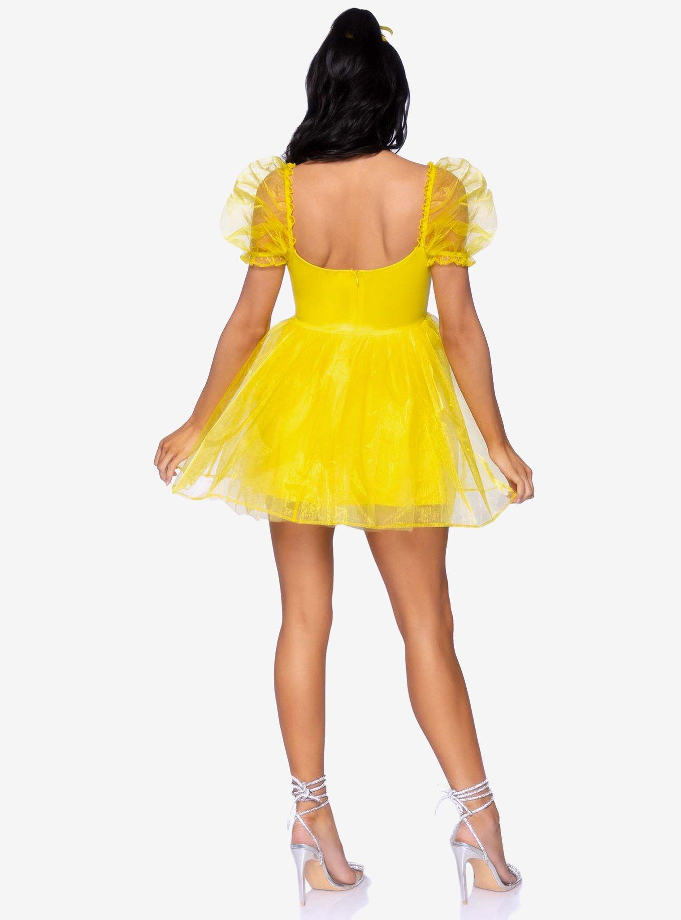 Frosted Organza Babydoll Dress Yellow, , hi-res