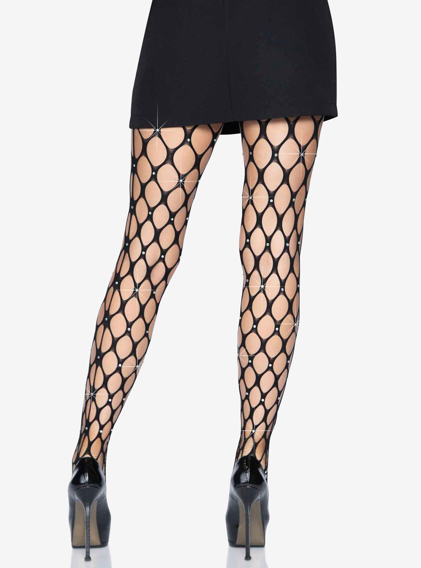 Rhinestone Jumbo Pothole Net Tights, , alternate