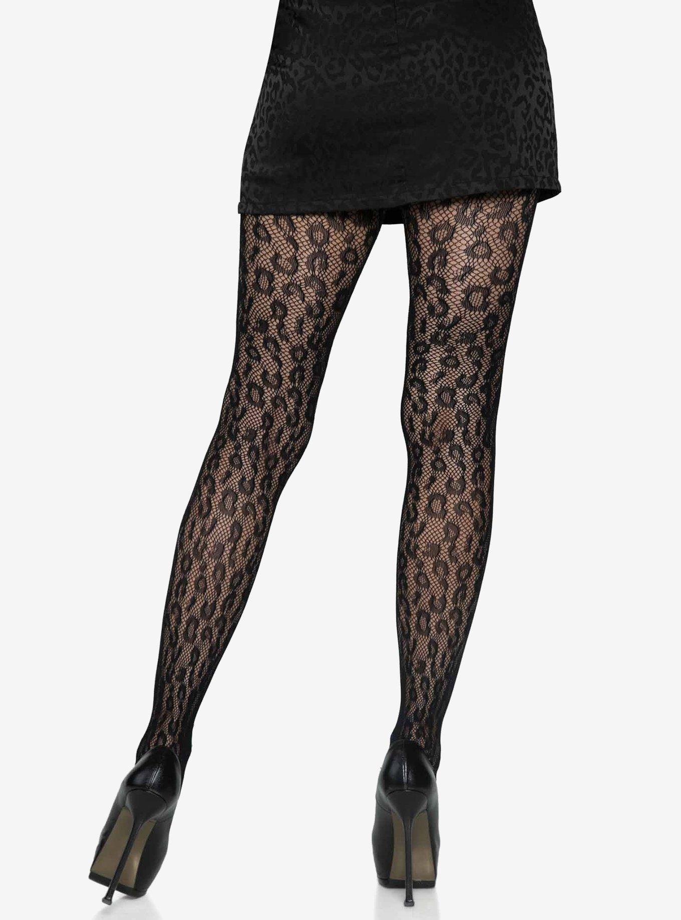 Leopard Net Tights, , alternate