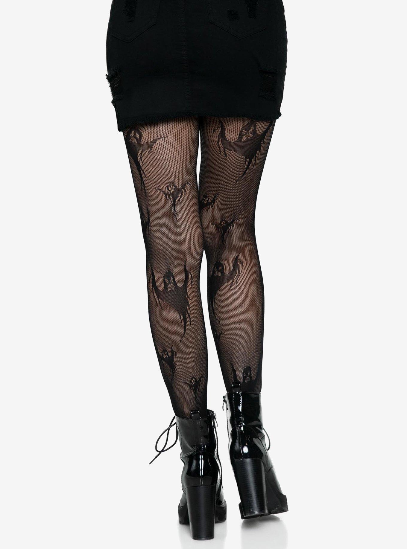 Spooky Ghost Fishnet Tights, , hi-res