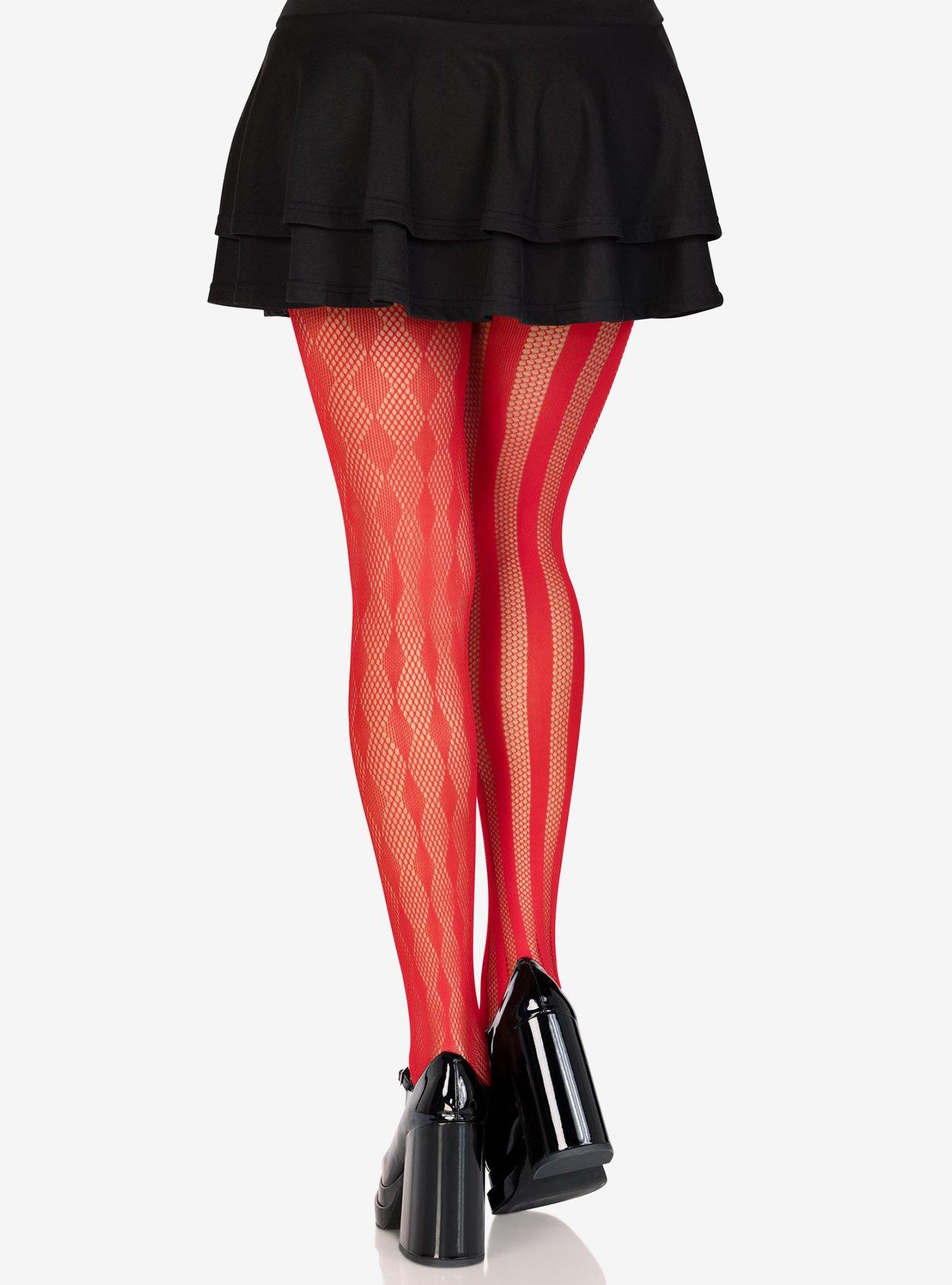 Harlequin Net Tights Red, , alternate
