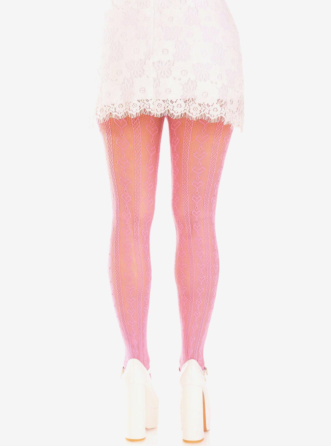 Sweetheart Keyhole Mini Bow Tights Pink, , hi-res