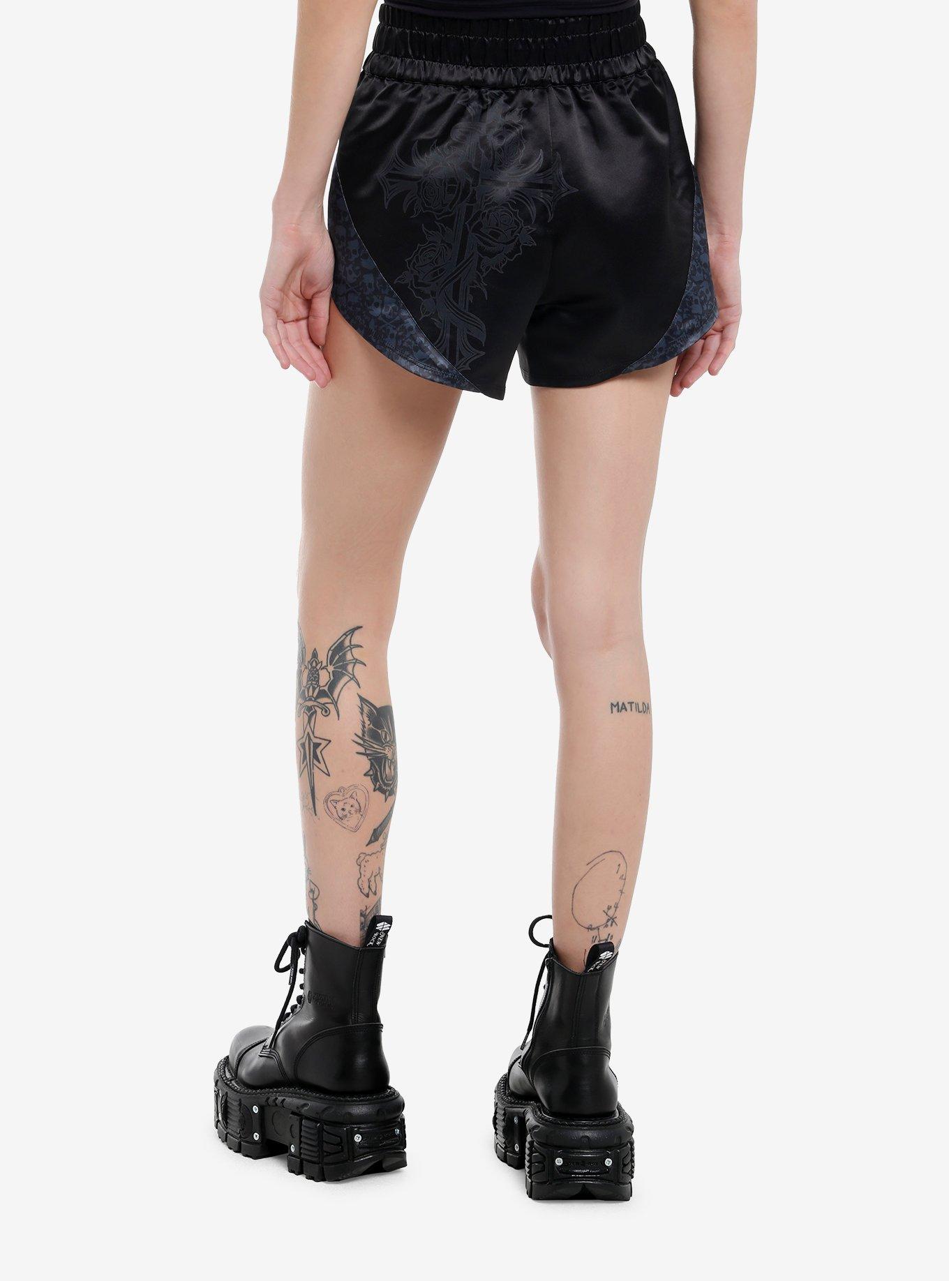 Gothic Cross & Roses Girls Boxing Shorts, , hi-res
