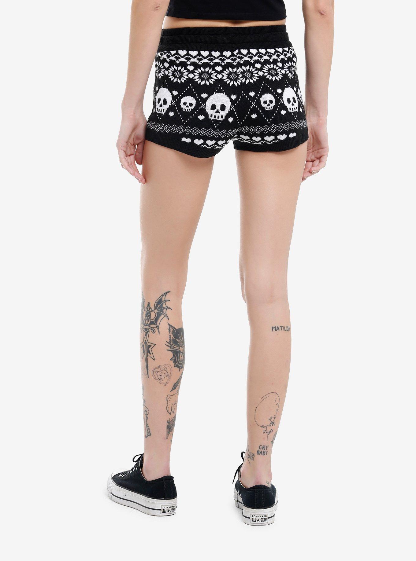 Skull Fair Isle Knit Shorts, , hi-res