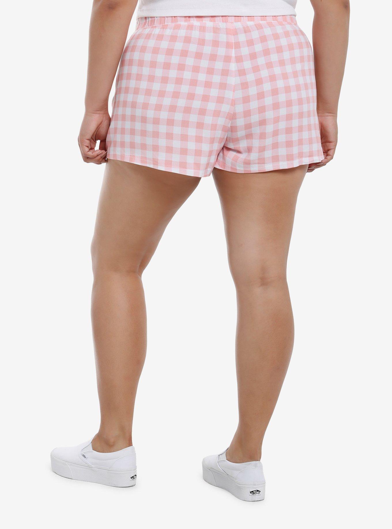 My Melody Pink Gingham Boxer Lounge Shorts Plus Size, , hi-res