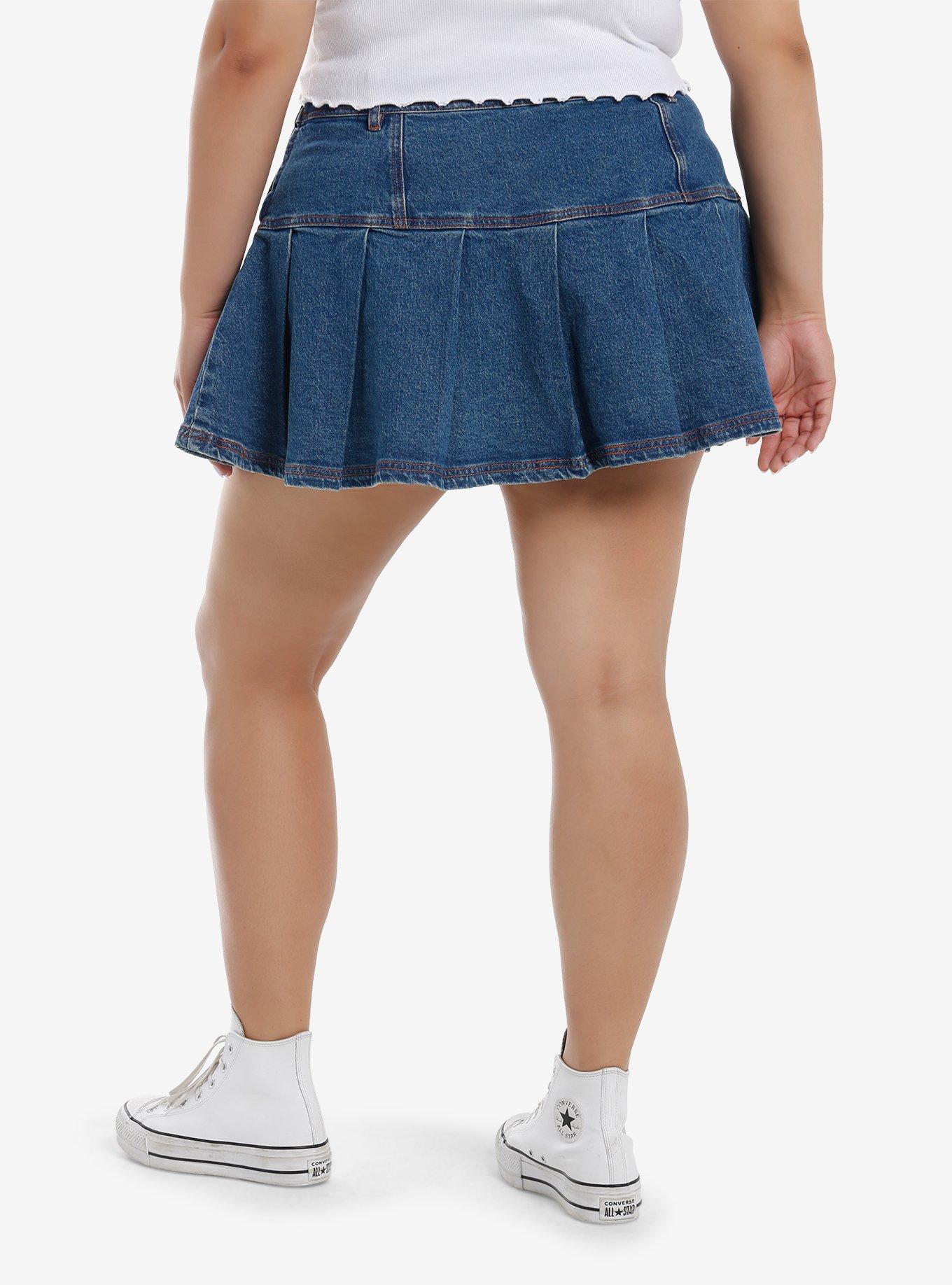 Sweet Society Jack-O'-Lantern Pleated Denim Skirt Plus