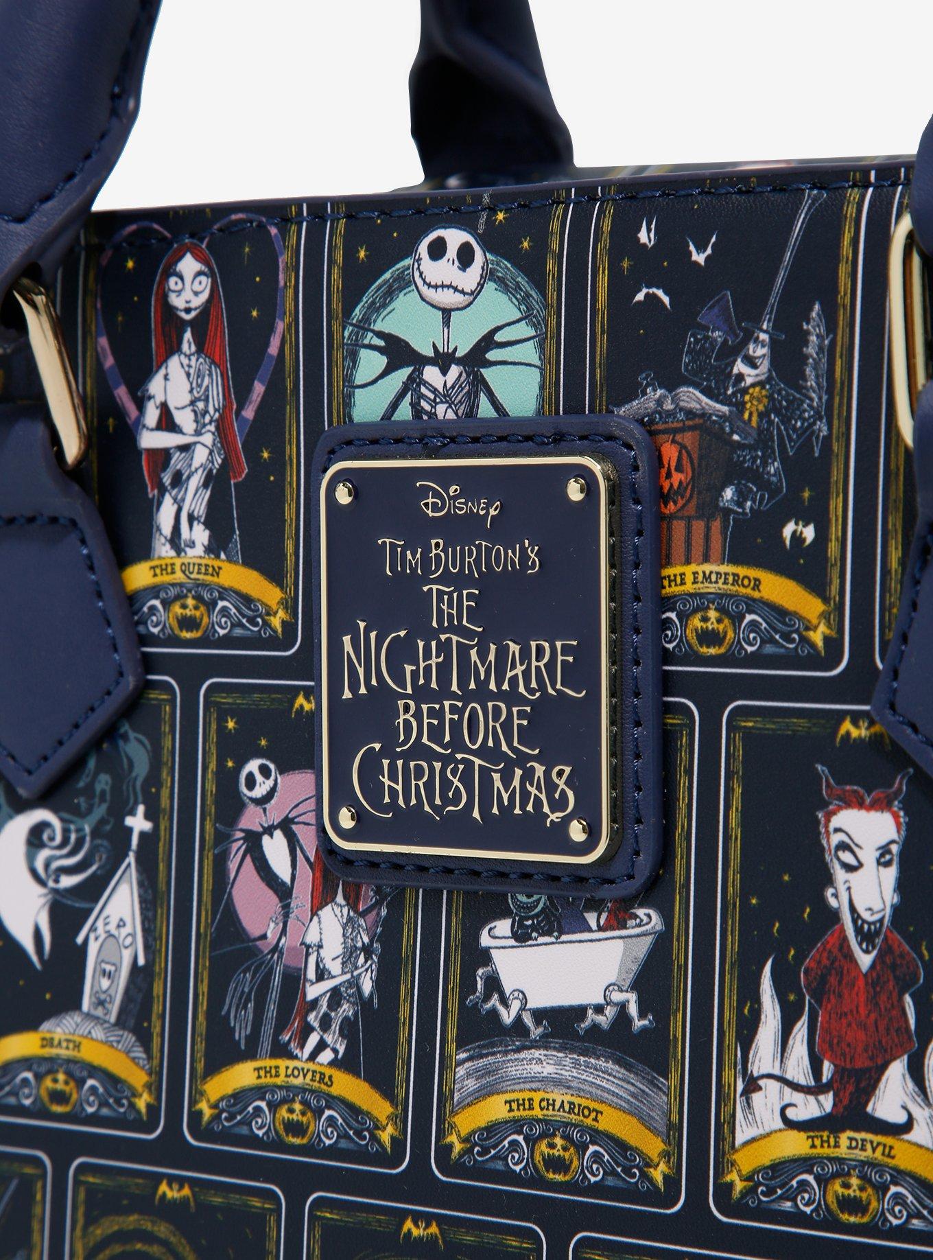 Loungefly Disney The Nightmare Before Christmas Character Tarot Cards Allover Print Handbag, , alternate