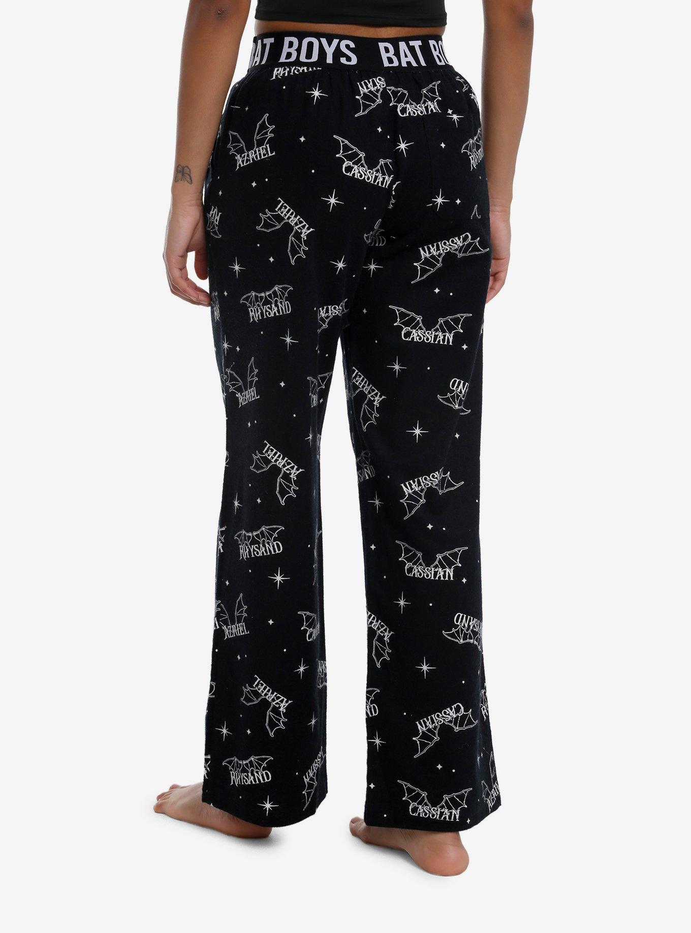 A Court Of Thorns And Roses Bat Boys Pajama Pants, BLACK  WHITE, alternate