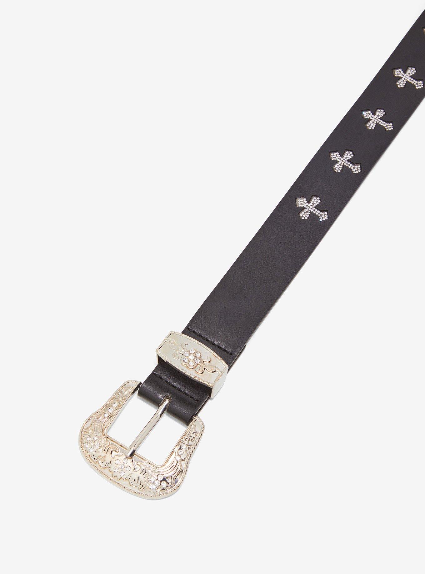 Rhinestone Gothic Cross Bling Belt, , hi-res