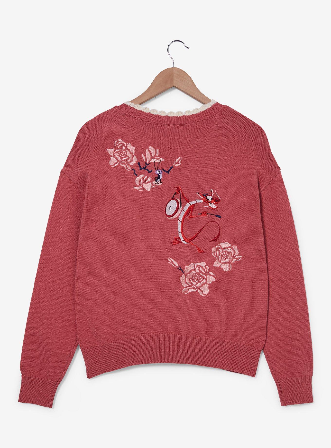 Disney Mulan Cherry Blossom Crochet Women's Cardigan — BoxLunch Exclusive, LIGHT RED, alternate