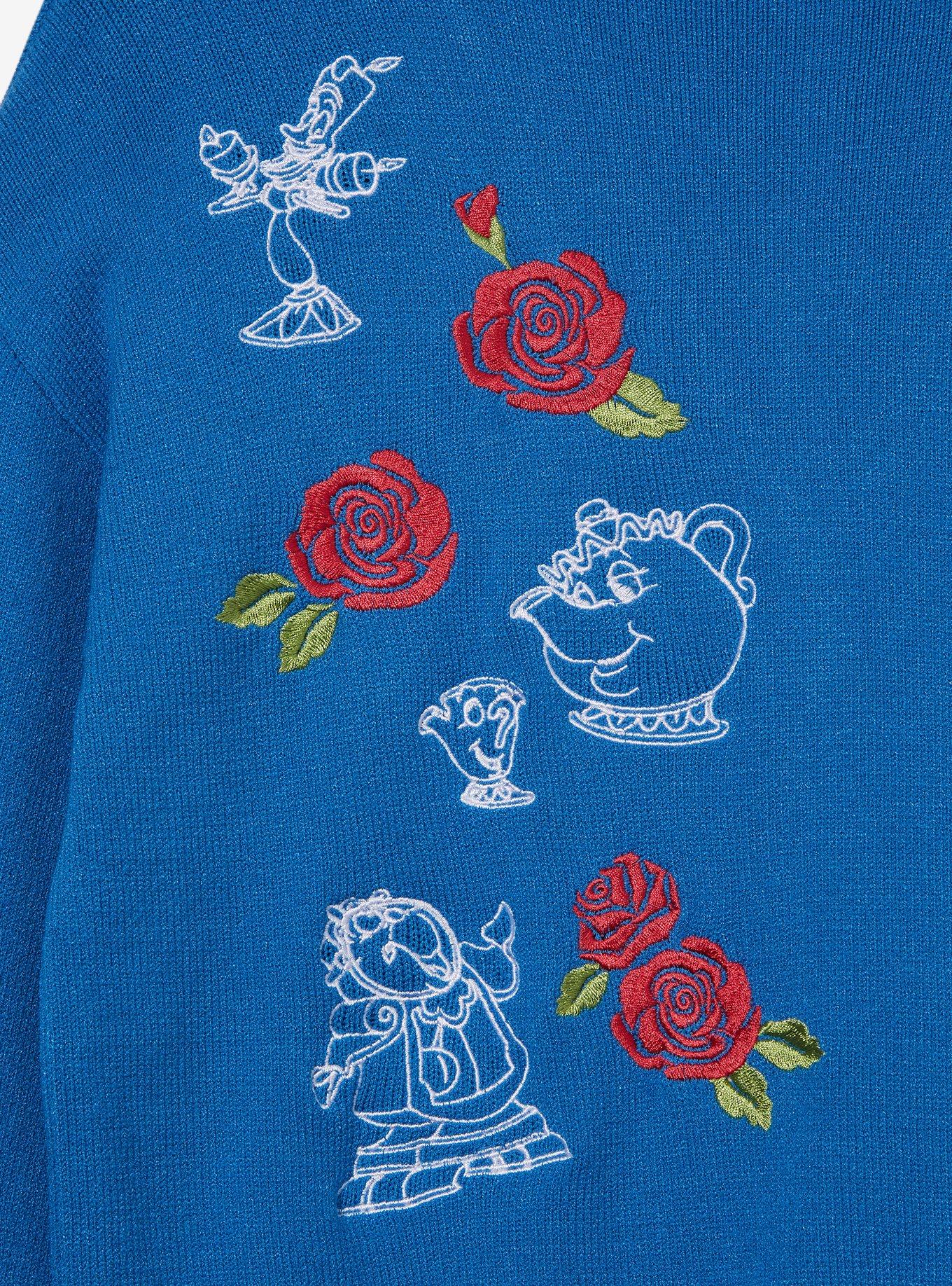 Disney Beauty and the Beast Belle Roses Crochet Women's Plus Size Cardigan &mdash; BoxLunch Exclusive, DARK BLUE, alternate