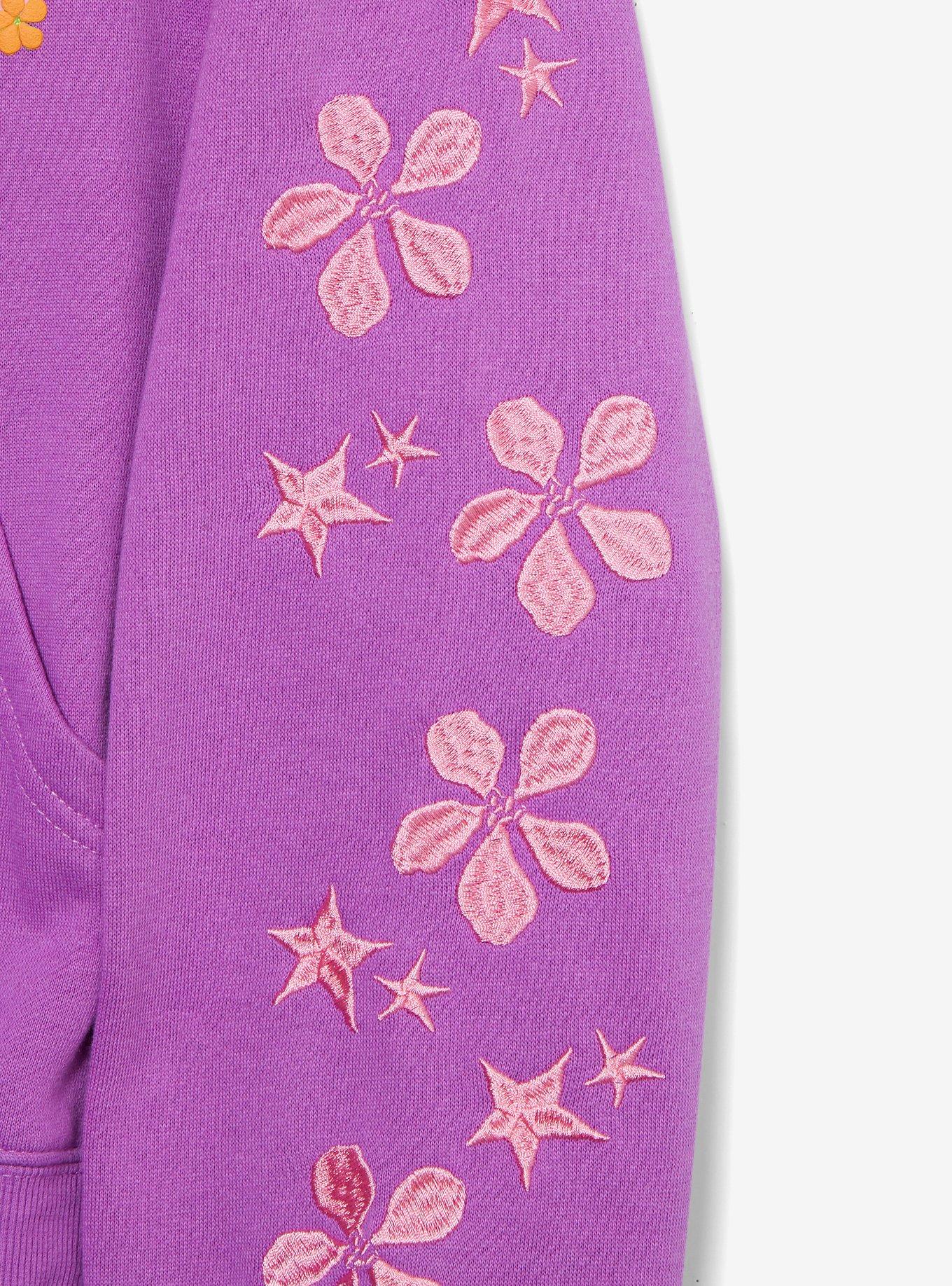 Disney Lizzie McGuire Cartoon Lizzie Floral Cropped Women's Zippered Hoodie, PURPLE, alternate