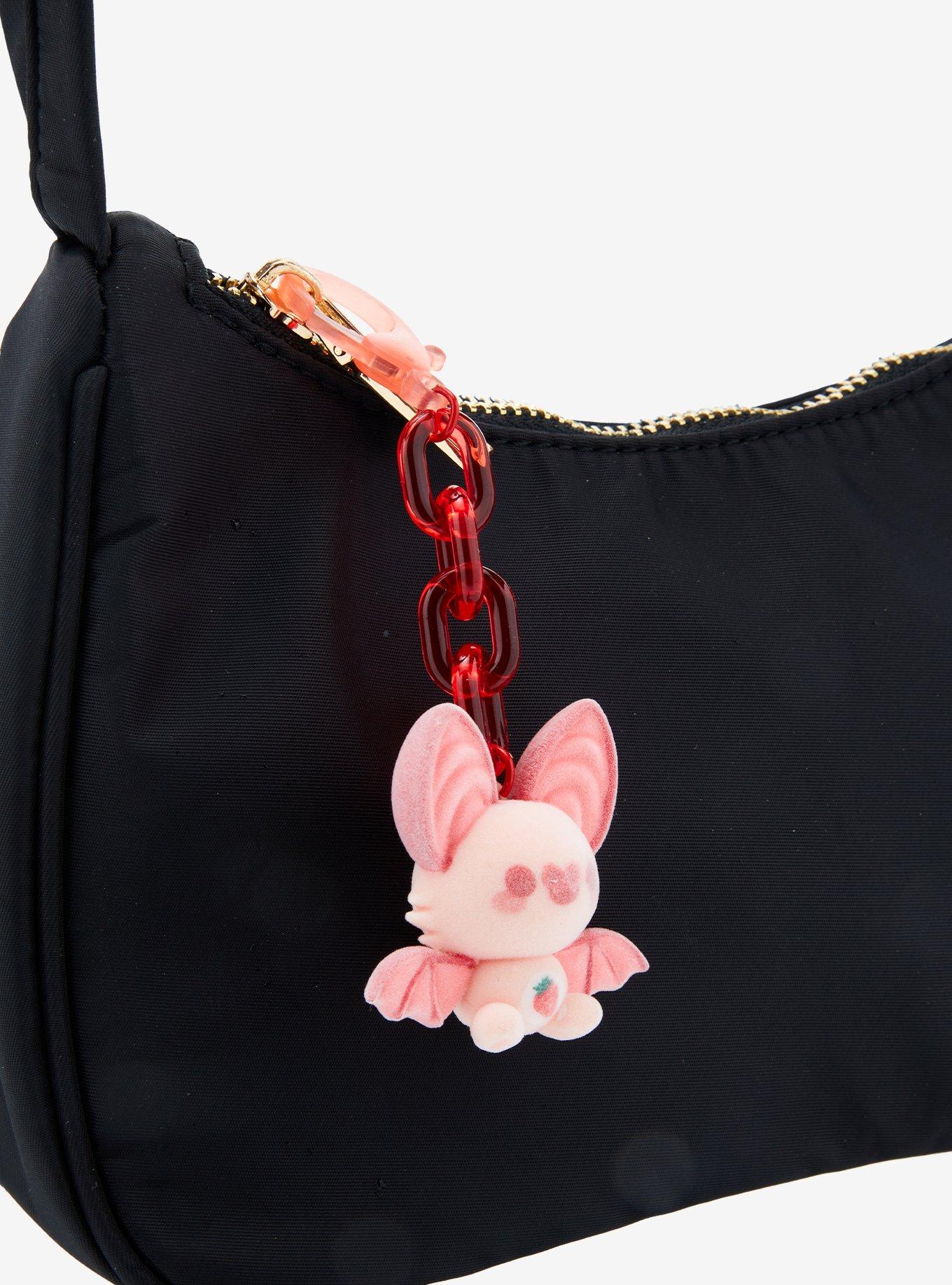 Strawberry Fruit Bat Flocked Keychain