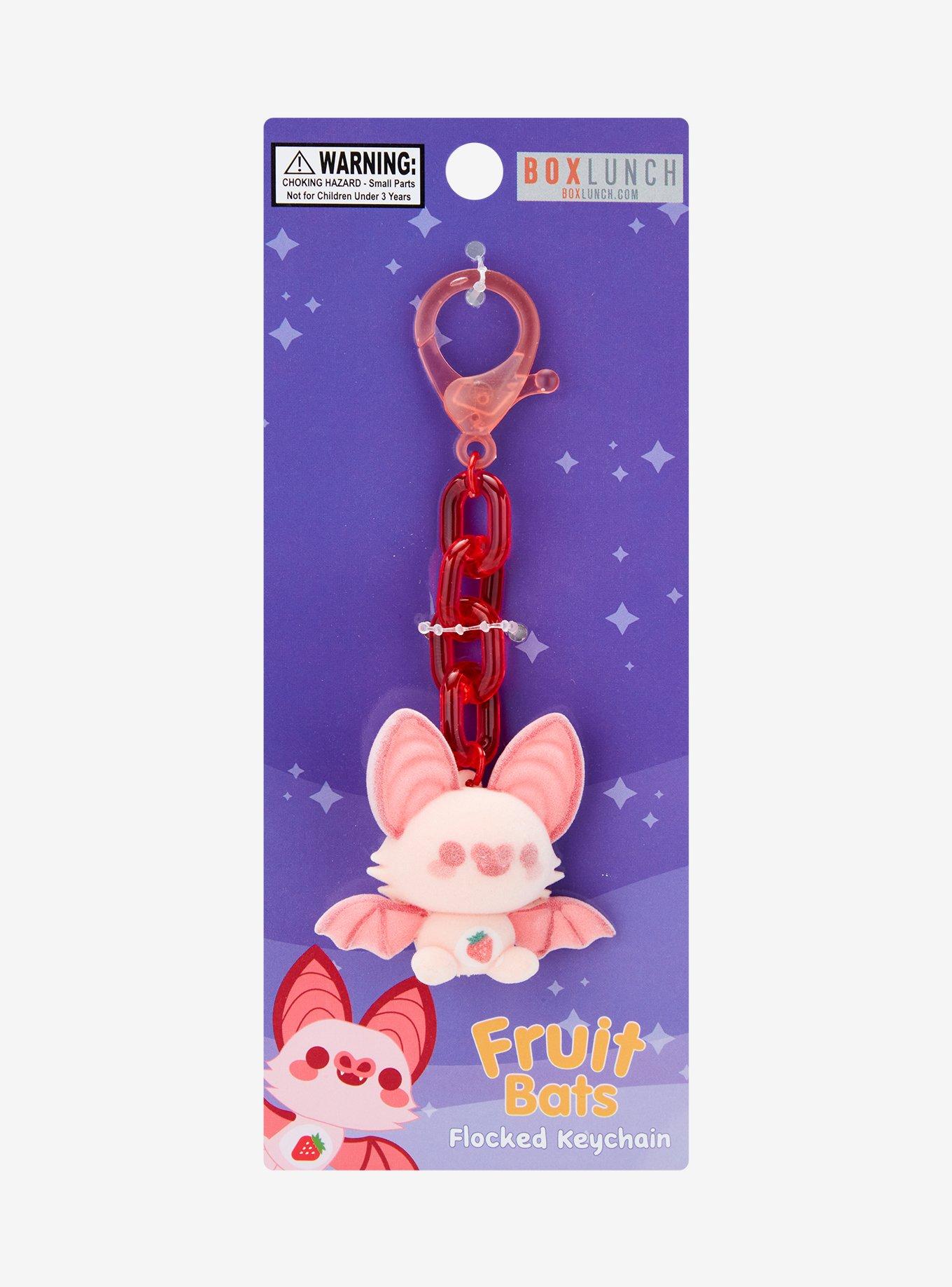 Strawberry Fruit Bat Flocked Keychain