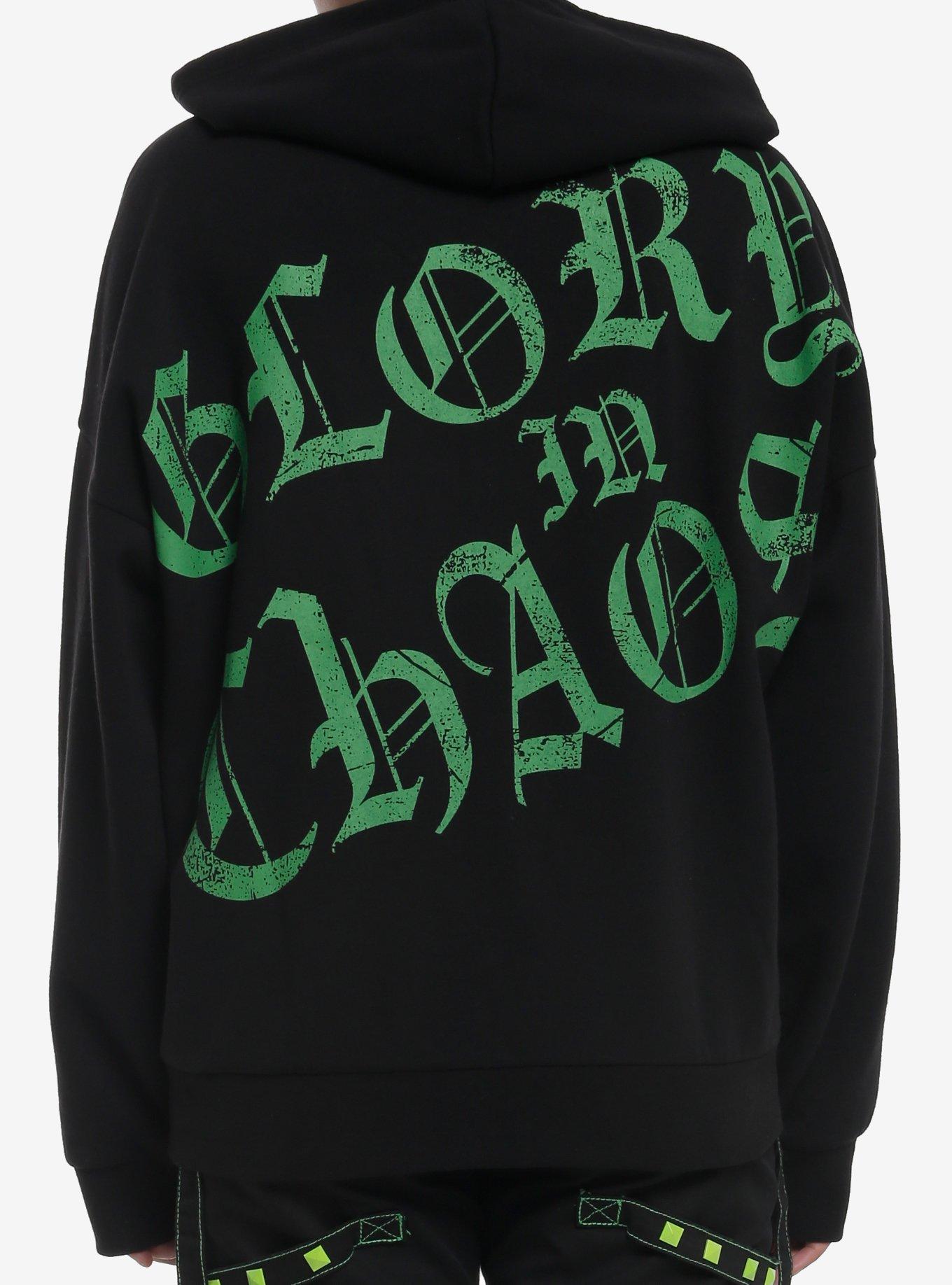 Social Collision Green Skull Chaos Girls Hoodie, , hi-res