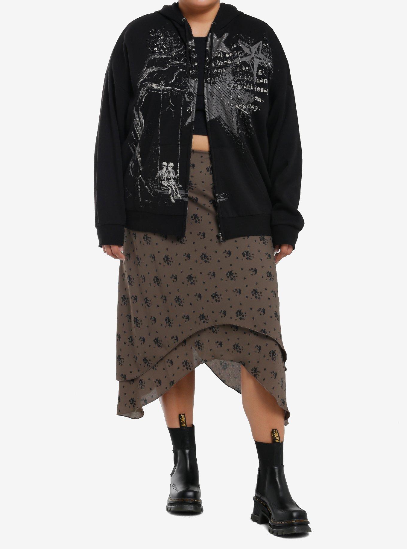 Social Collision Skeleton Swing Girls Hoodie Plus Size, GREY, alternate