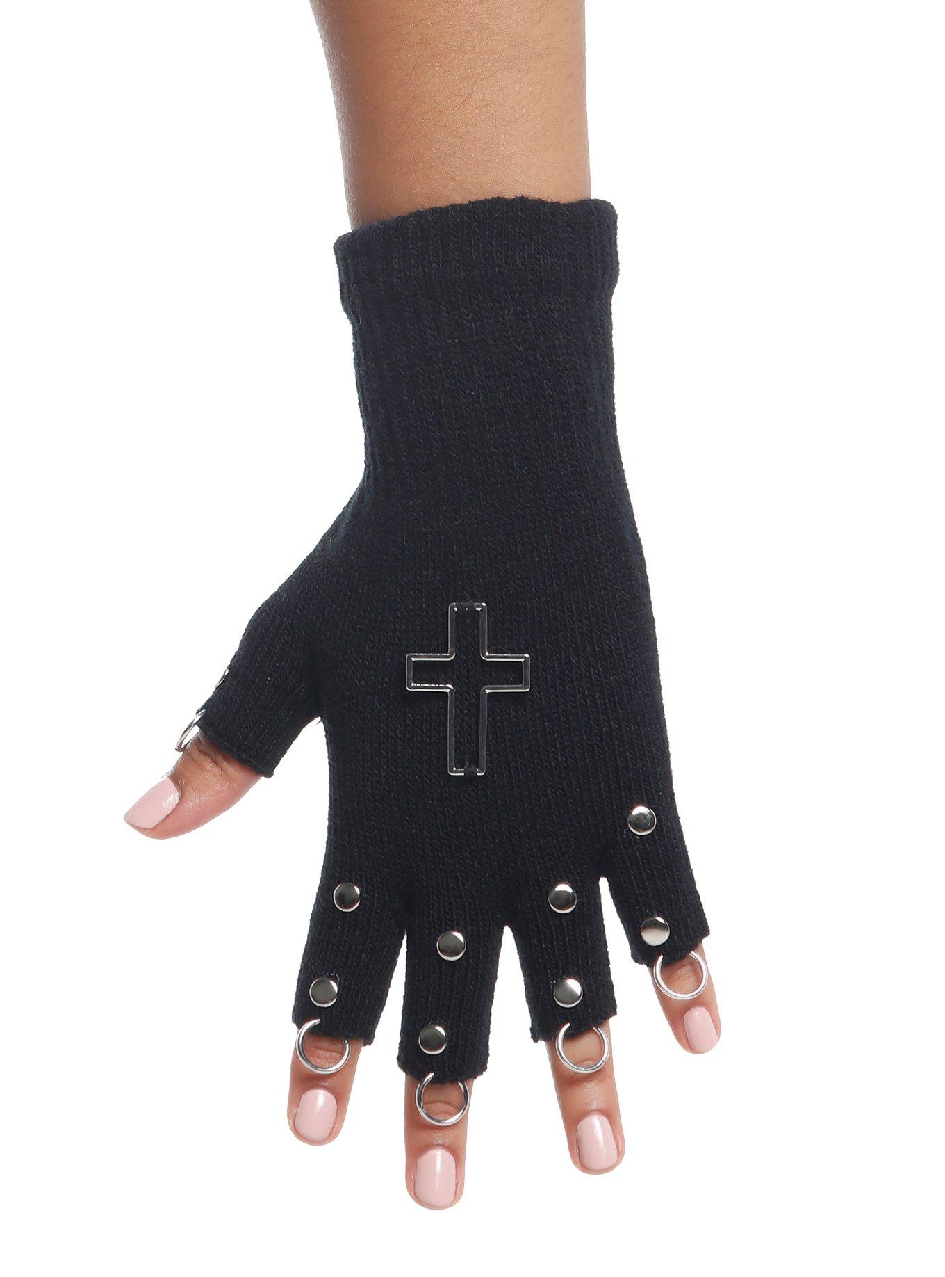 Hardware Cross Fingerless Gloves, , hi-res