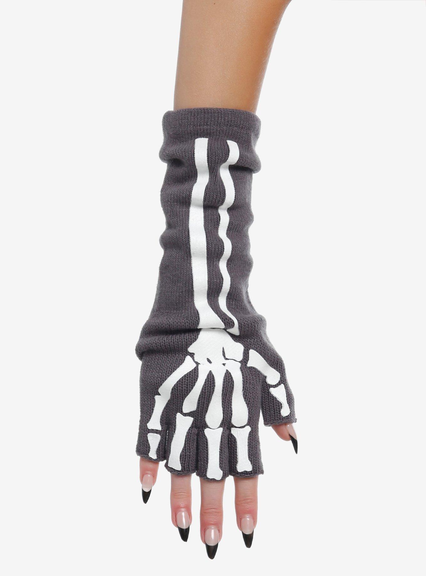 Grey Skeleton Slouch Arm Warmers, , hi-res