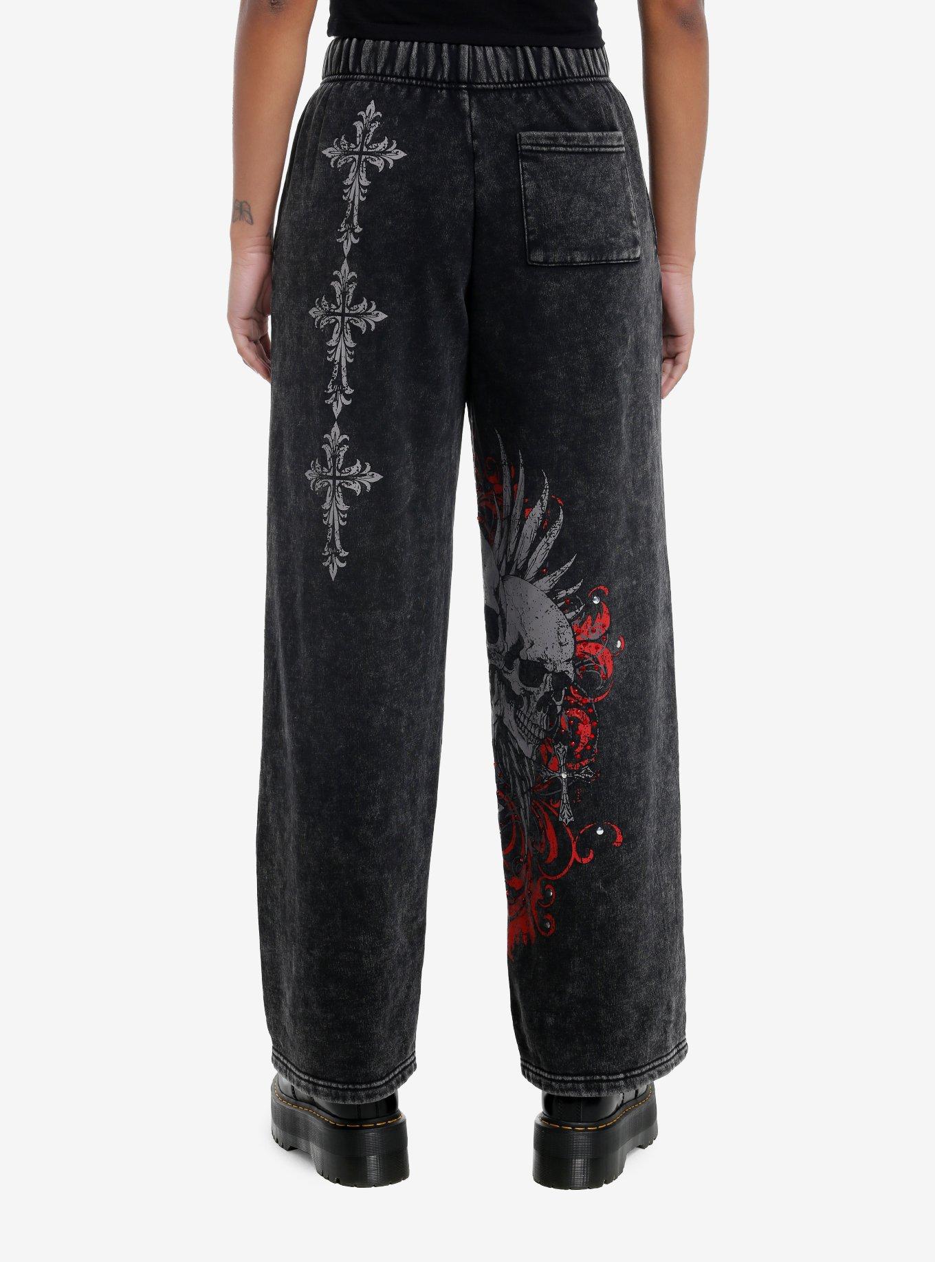 Skull Faded Dark Wash Lounge Pants, , hi-res