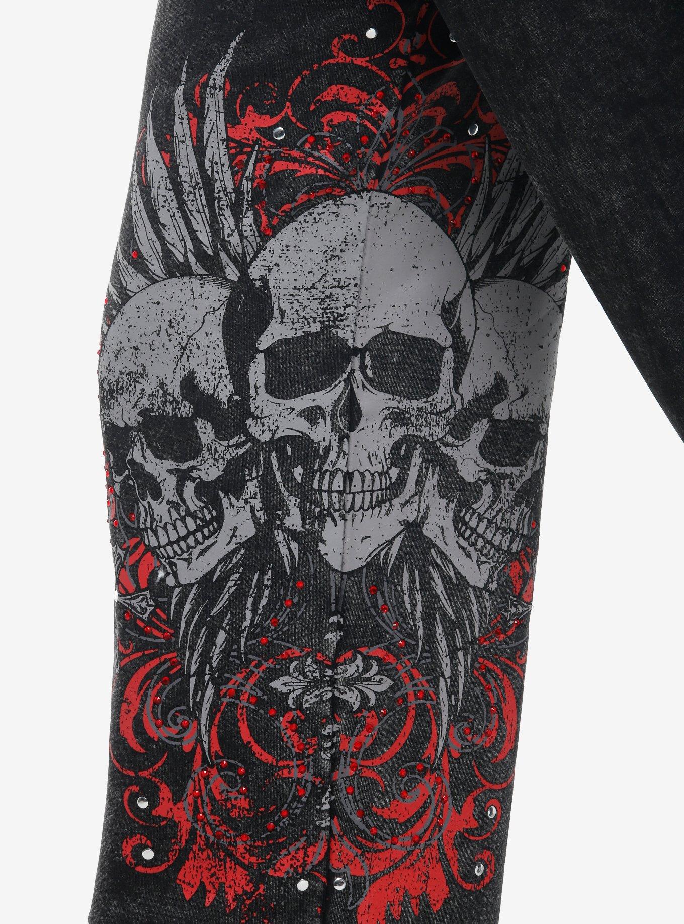 Skull Faded Dark Wash Lounge Pants, BLACK, alternate