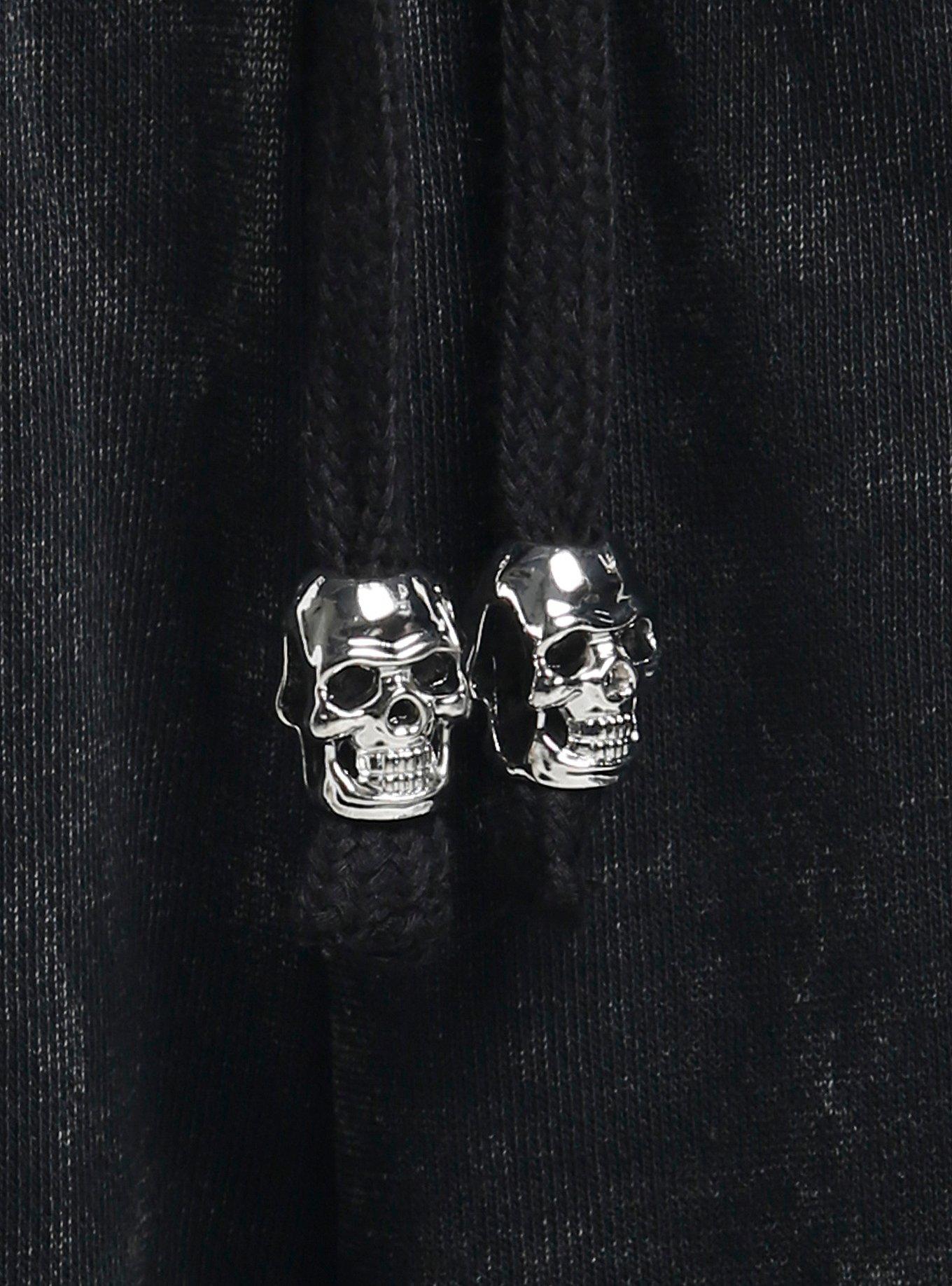 Skull Faded Dark Wash Lounge Pants, BLACK, alternate