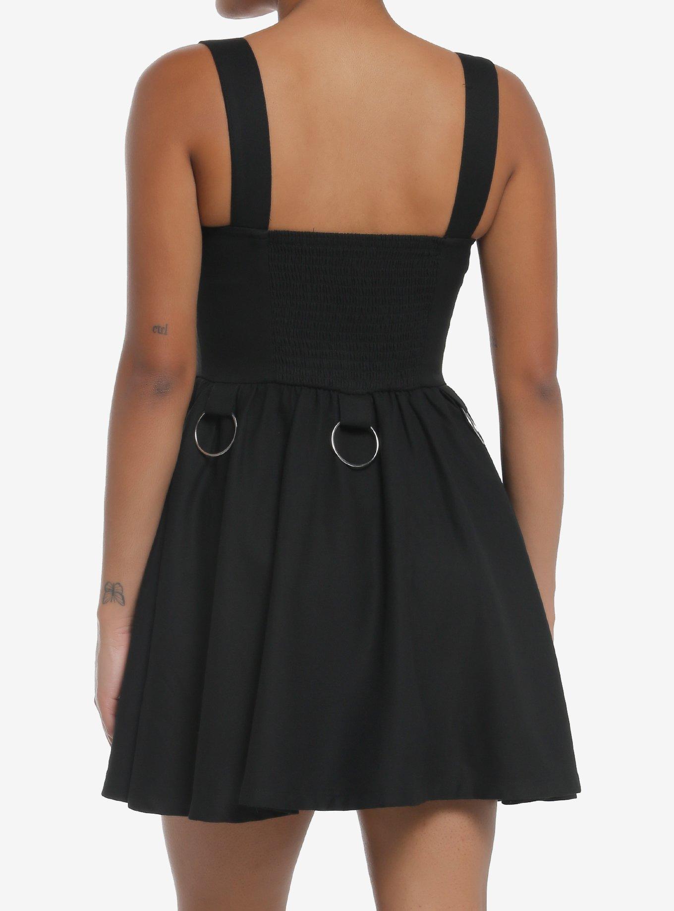 Social Collision Black Grommet Buckle Dress, BLACK, alternate