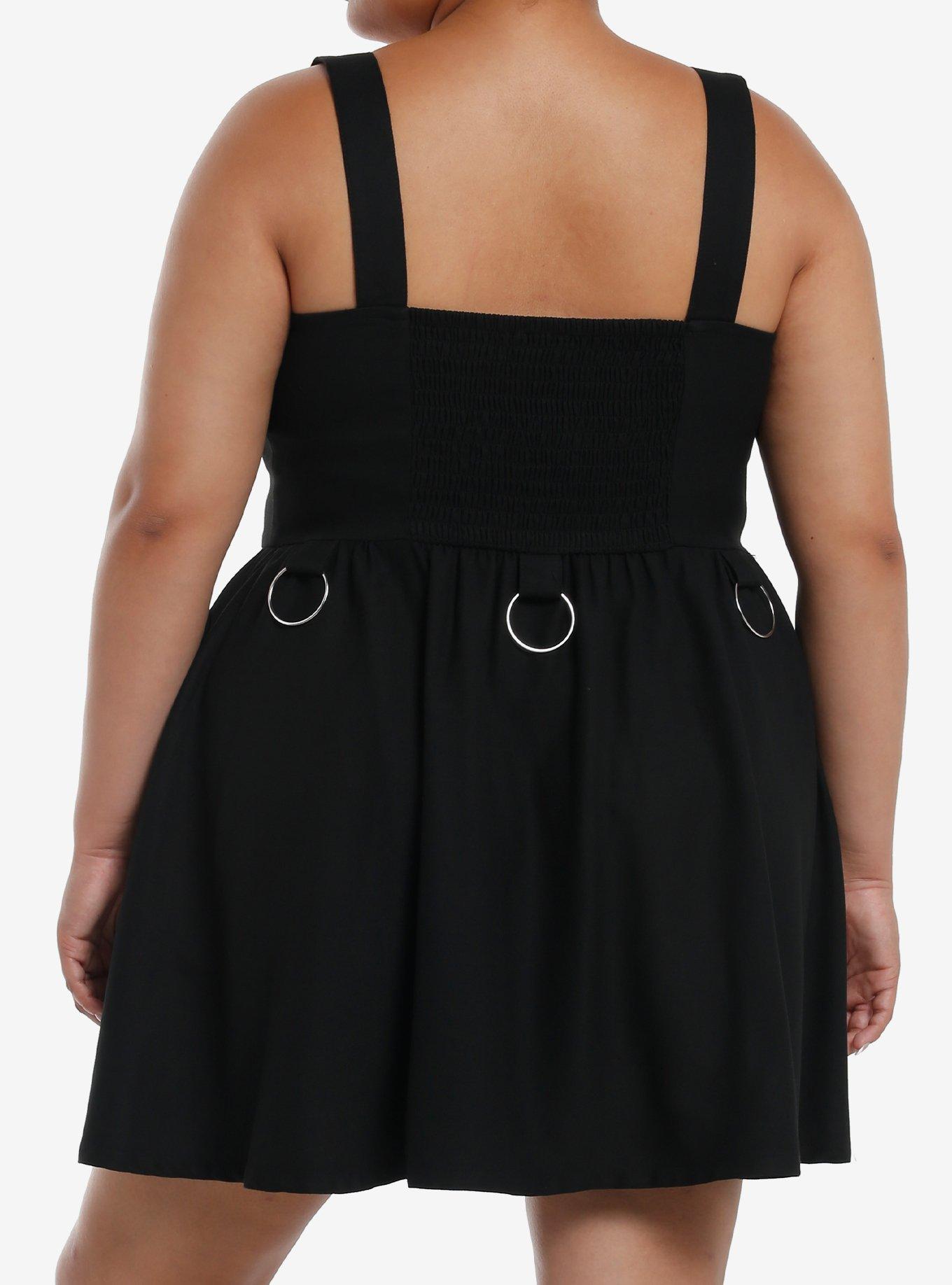 Social Collision Black Grommet Buckle Dress Plus Size, BLACK, alternate