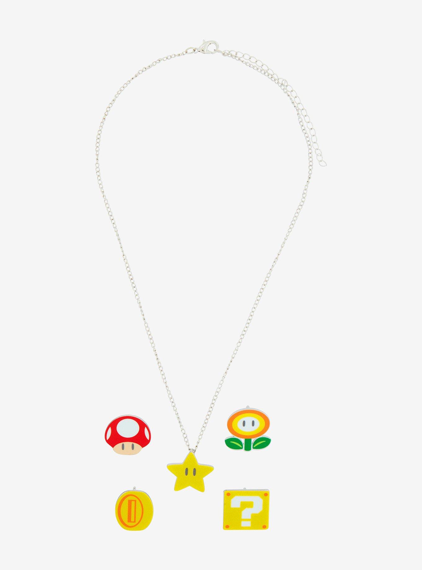 Super Mario Icons Interchangeable Charms Necklace Set, , hi-res