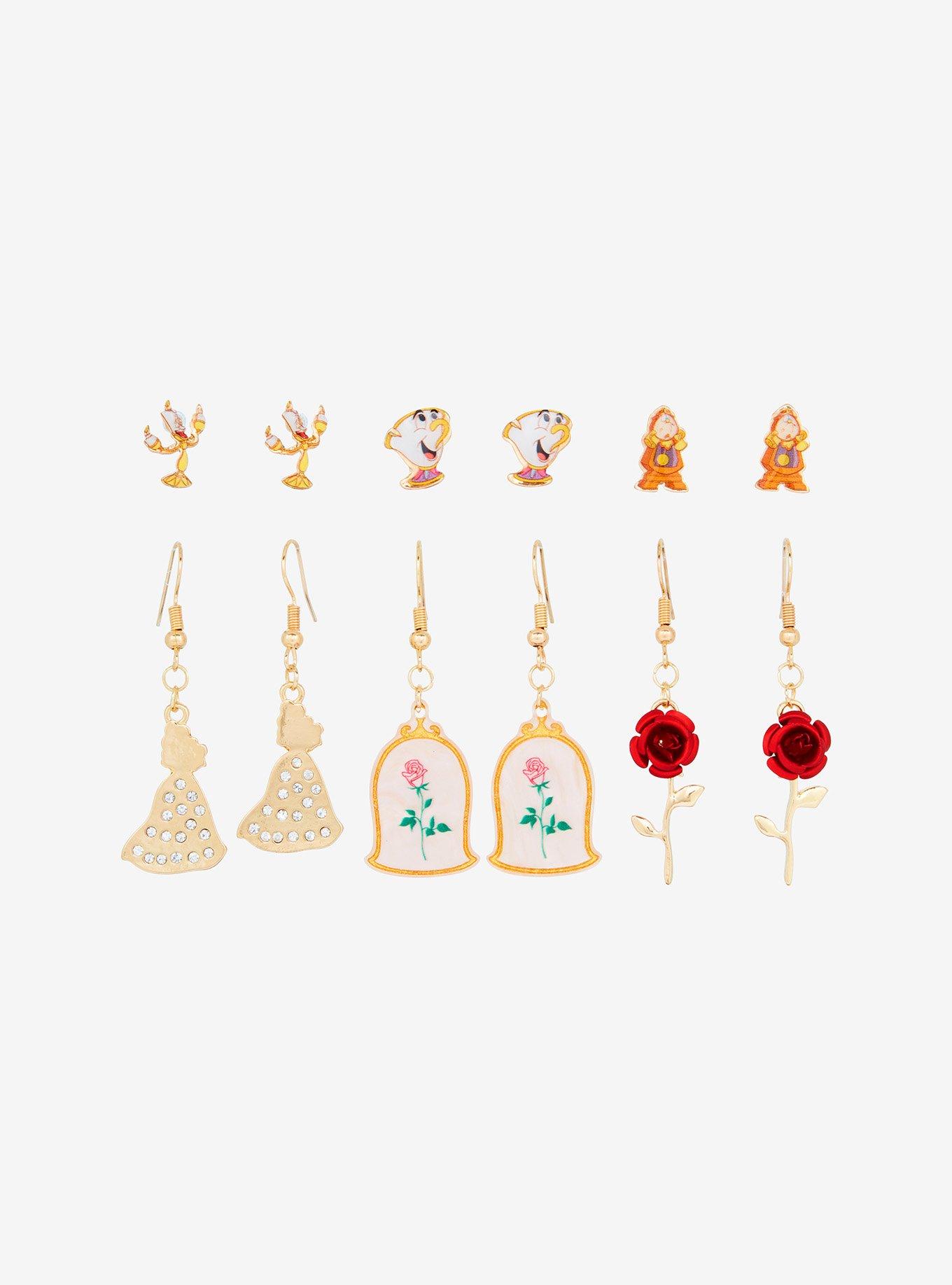 Disney Beauty And The Beast Characters Earring Set, , hi-res